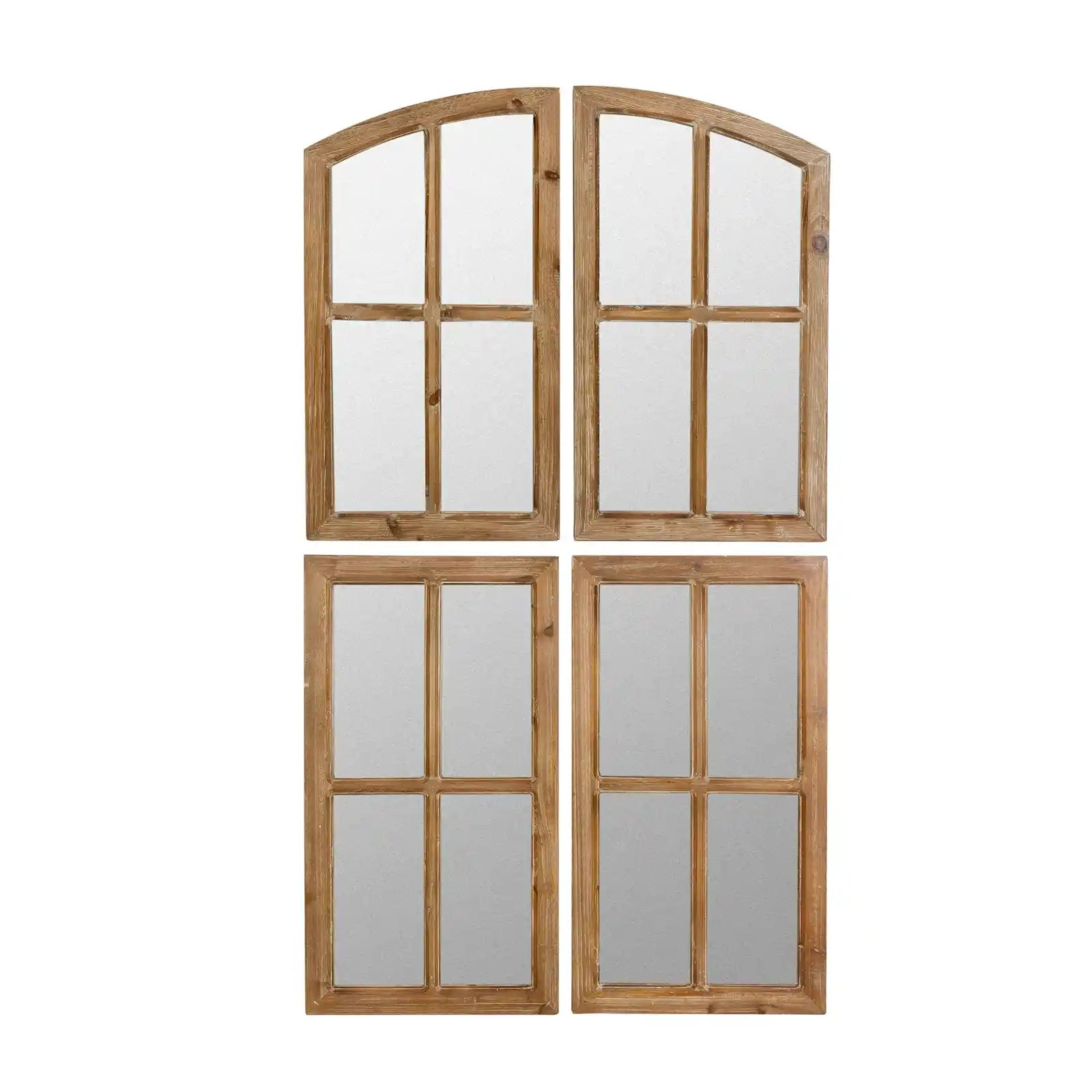 Arch Window Pane Mirrors Walnut 33" x 18" (Set of 2)