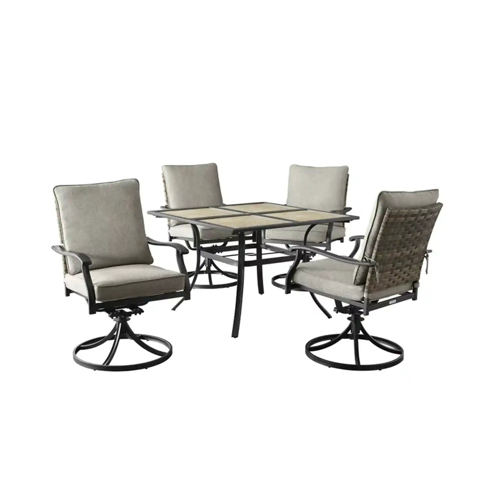 Mesa de comedor y sillas de exterior grises - Conjuntos de muebles de exterior