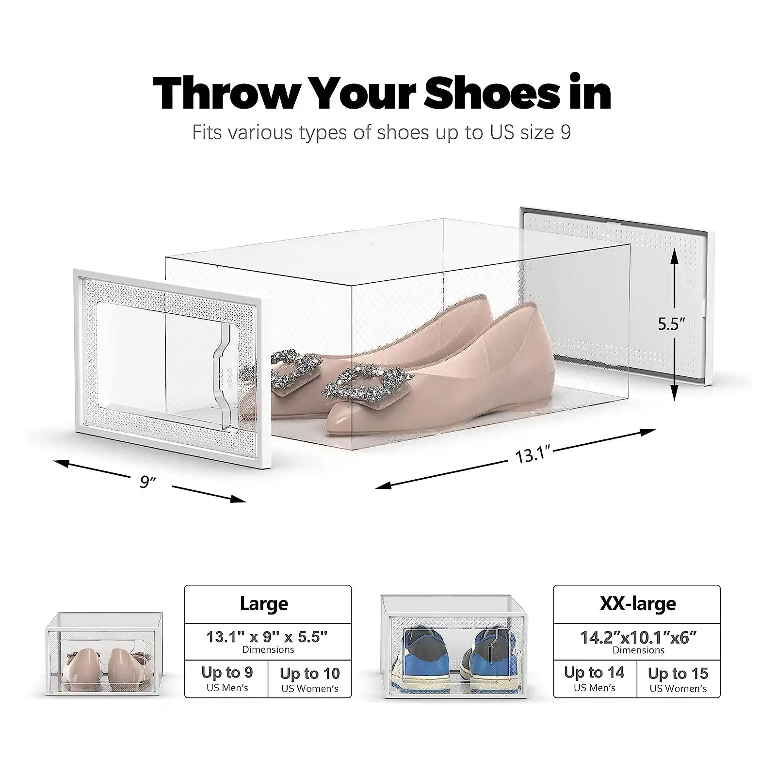 Large 12 Pack Shoe Storage Box, Clear Plastic Stackable Shoe Organizer for Closet, Space Saving Foldable Shoe Rack Sneaker Container Bin Holder