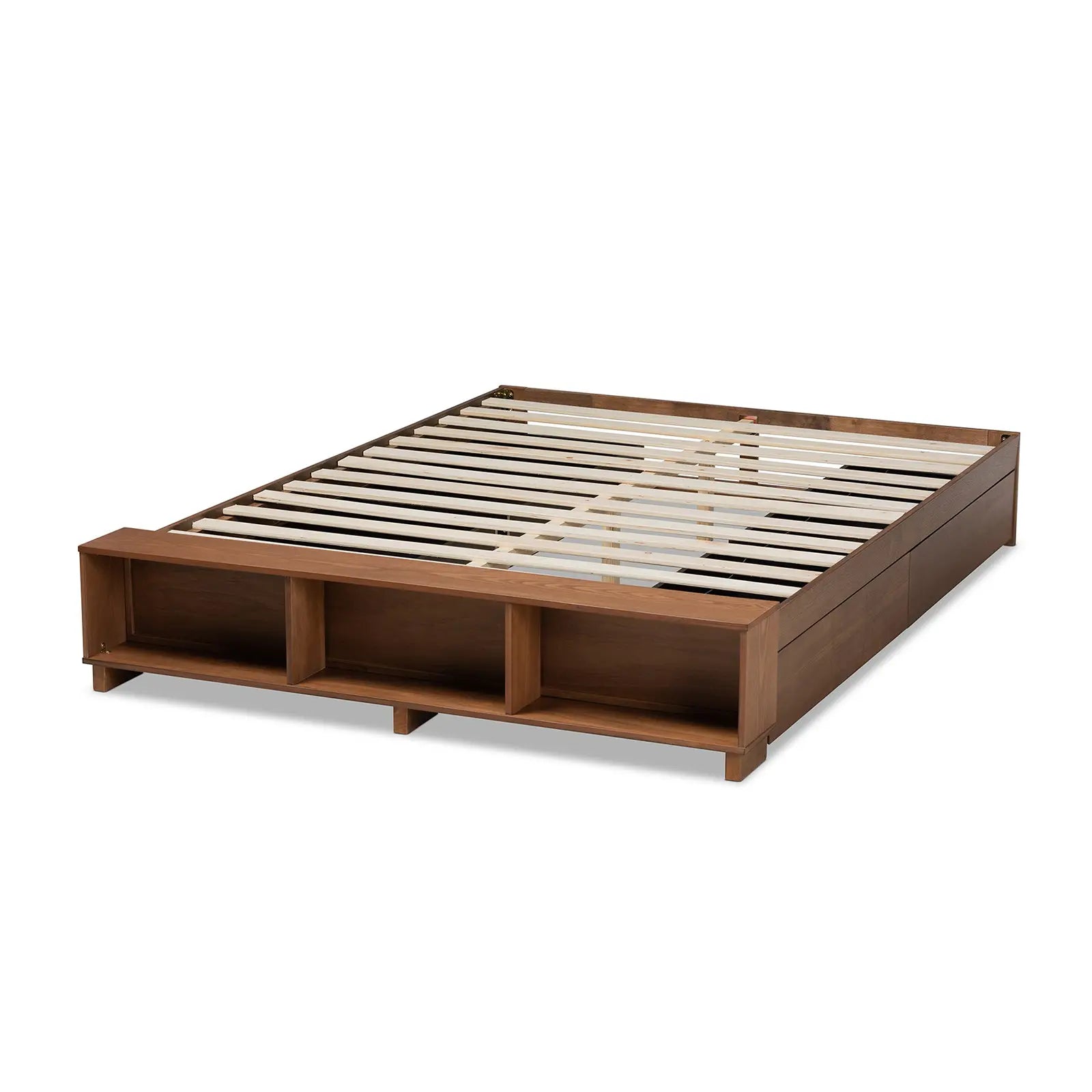 Platform Bed with Built-In Shelves and Drawers