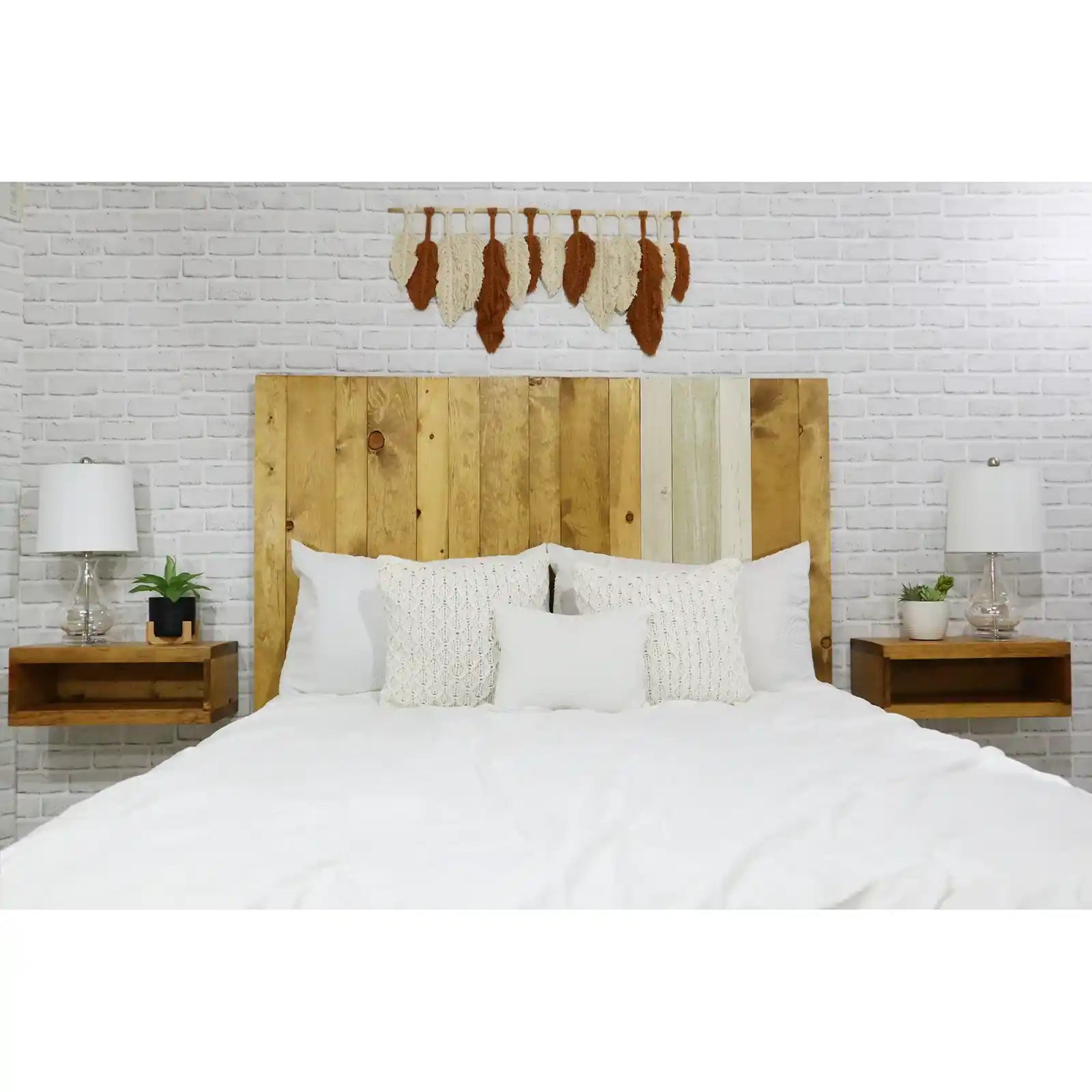 Floating Queen Headboard Handcrafted in America, Real Solid Wood, Twin, Full, King, California King
