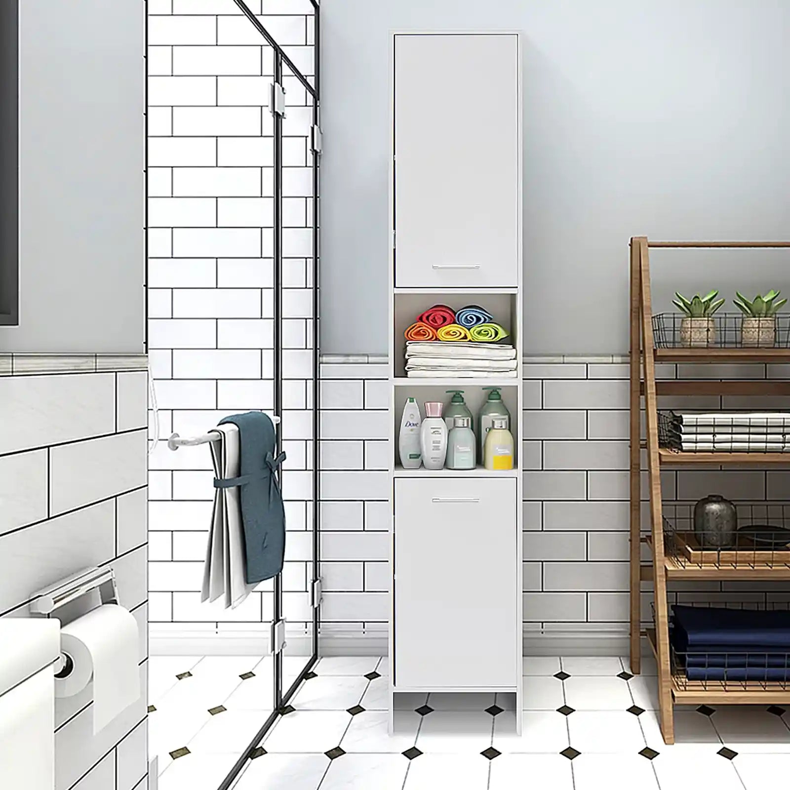 Floor Standing Tall Bathroom Storage Cabinet