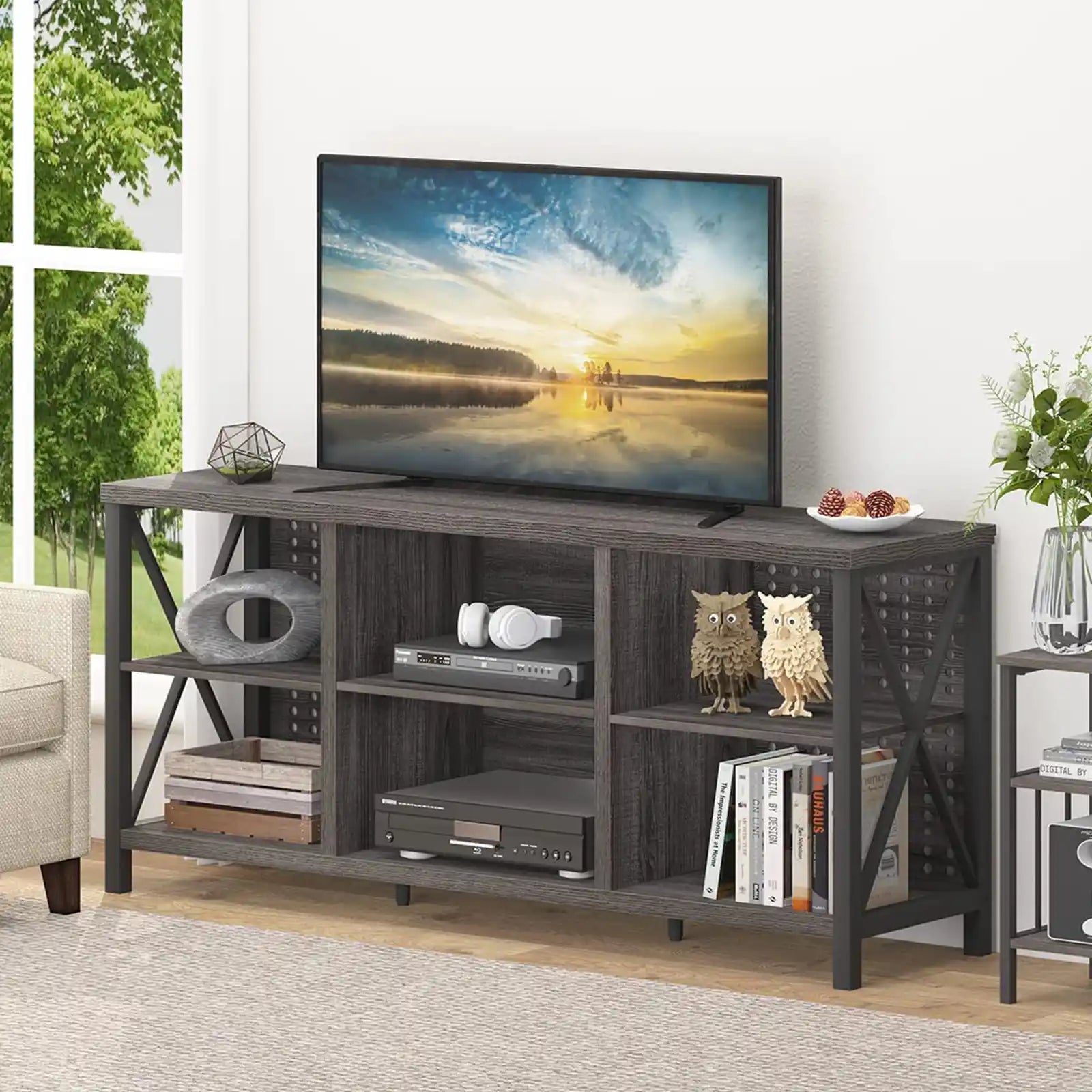 Industrial and 	Contemporary TV Stand for 75 Inch TV