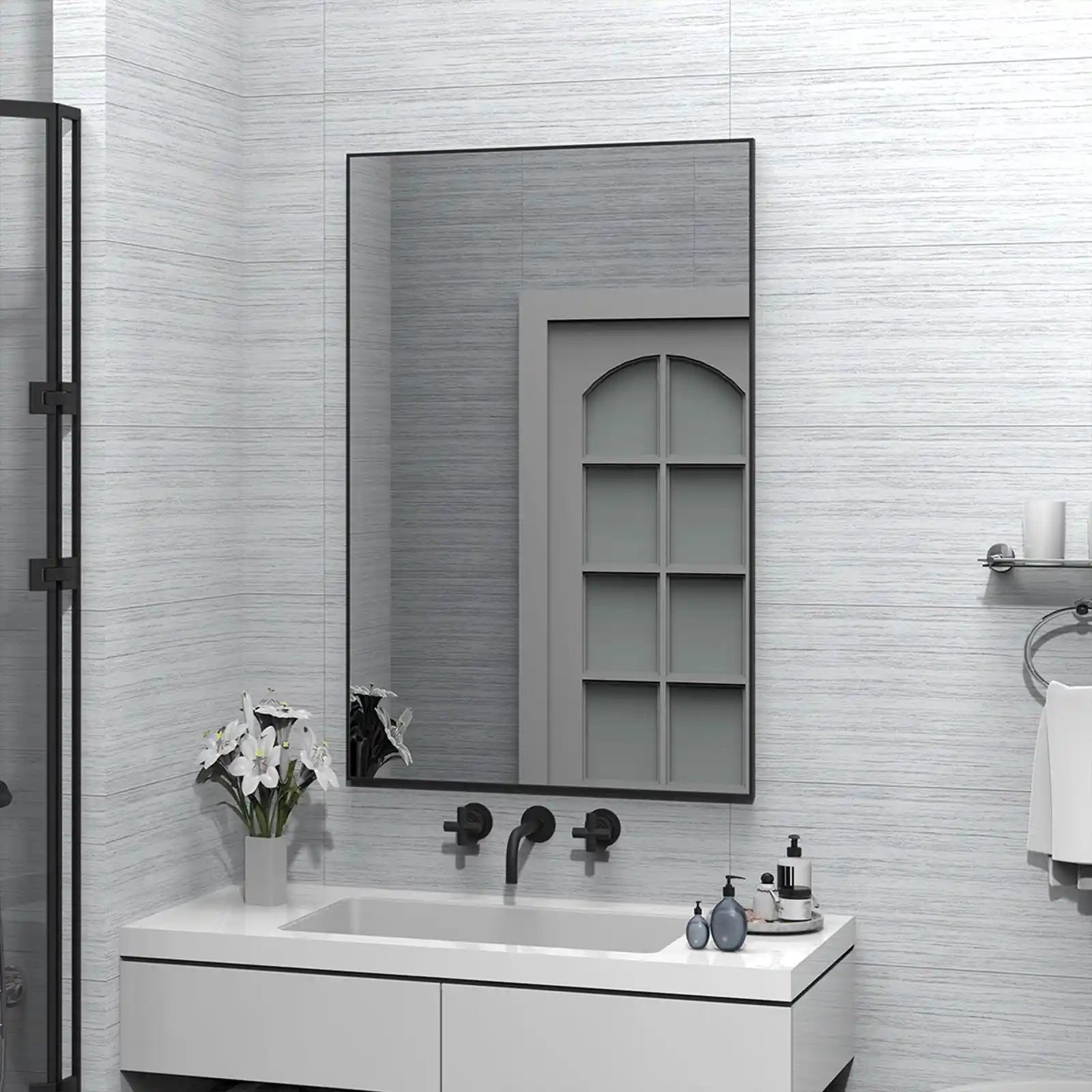 Espejo de baño rectangular grande y moderno