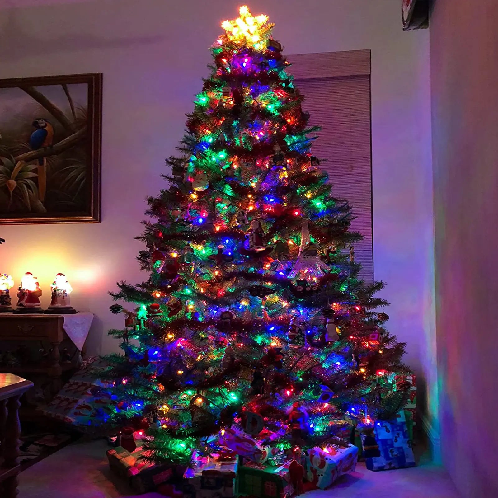 Árbol de Navidad artificial de 6 o 7,5 pies con 300 luces LED multicolores
