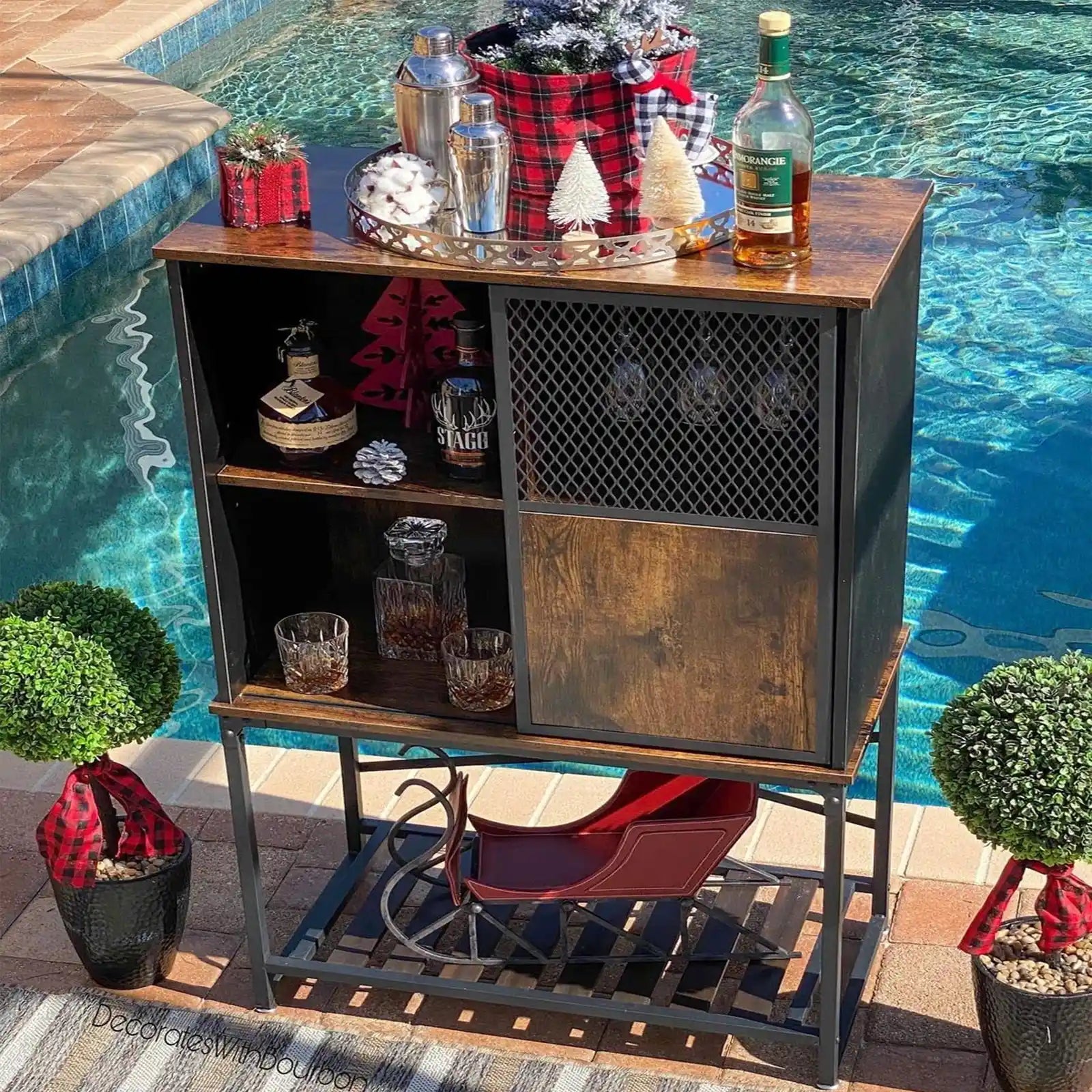 Bar Cabinet with Goblet Glass Shelfs and Buffet