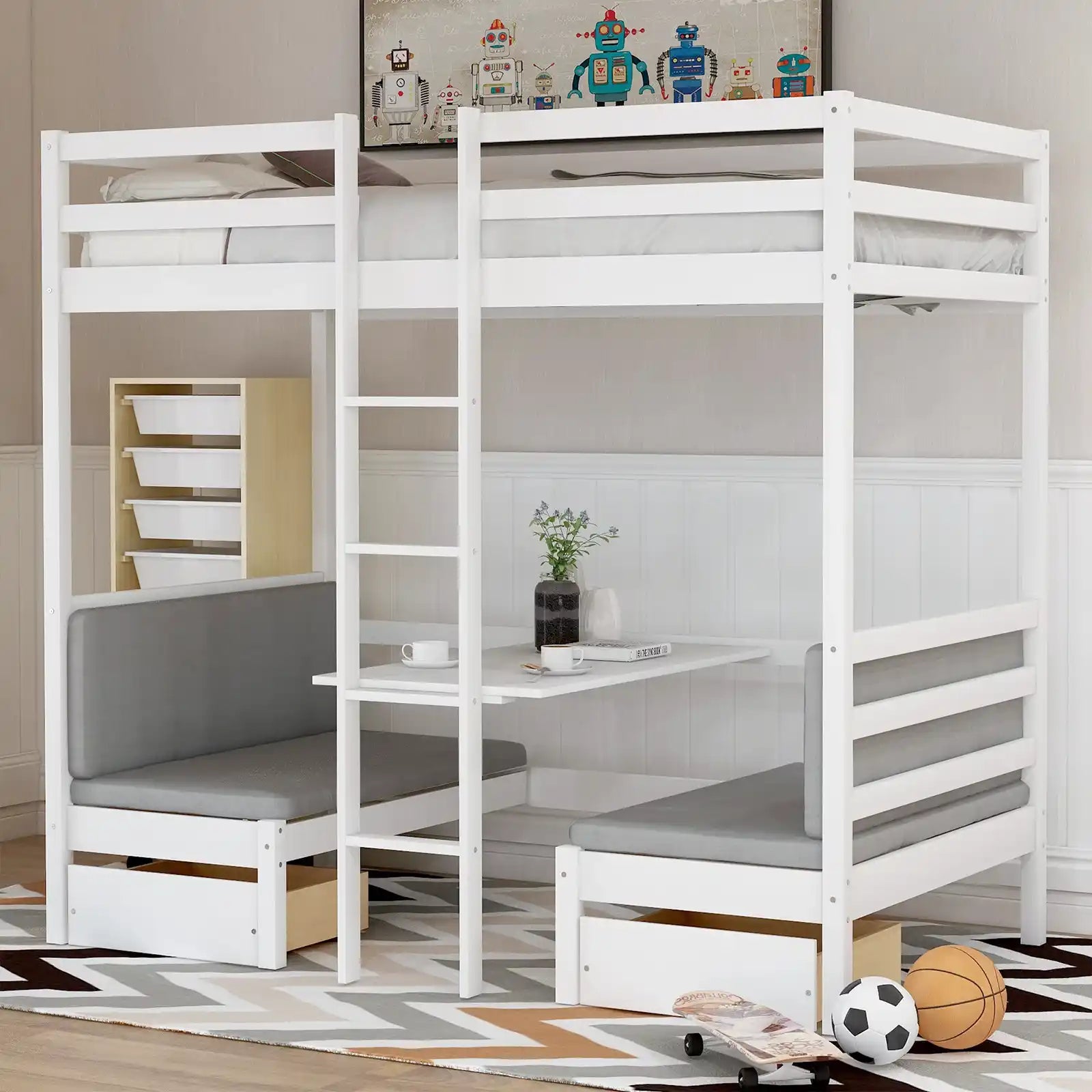 Solid Wood Convertible Twin Bunk Bed for Child Room