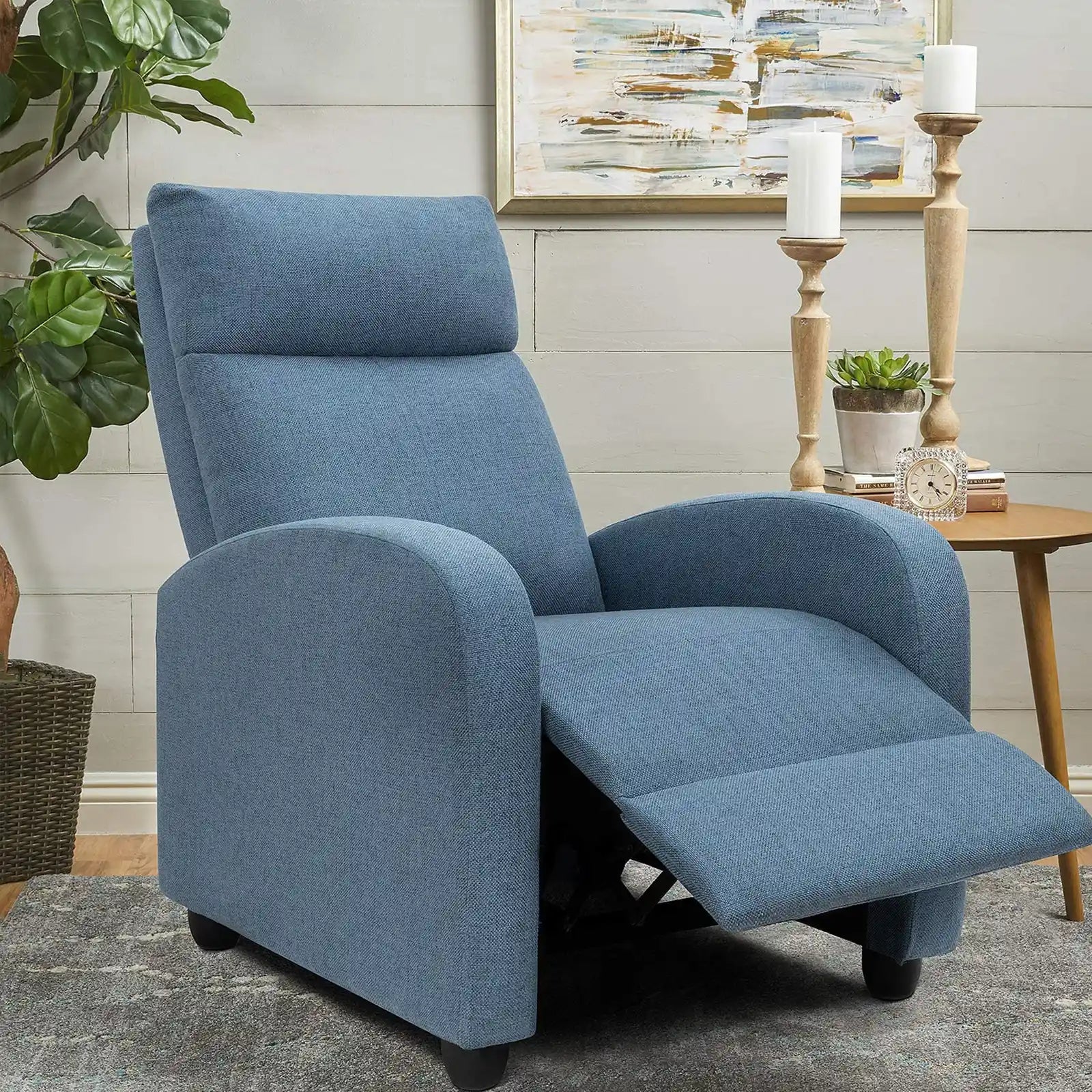 Recliner Chair Ergonomic Adjustable Single Fabric Sofa with Thicker Seat