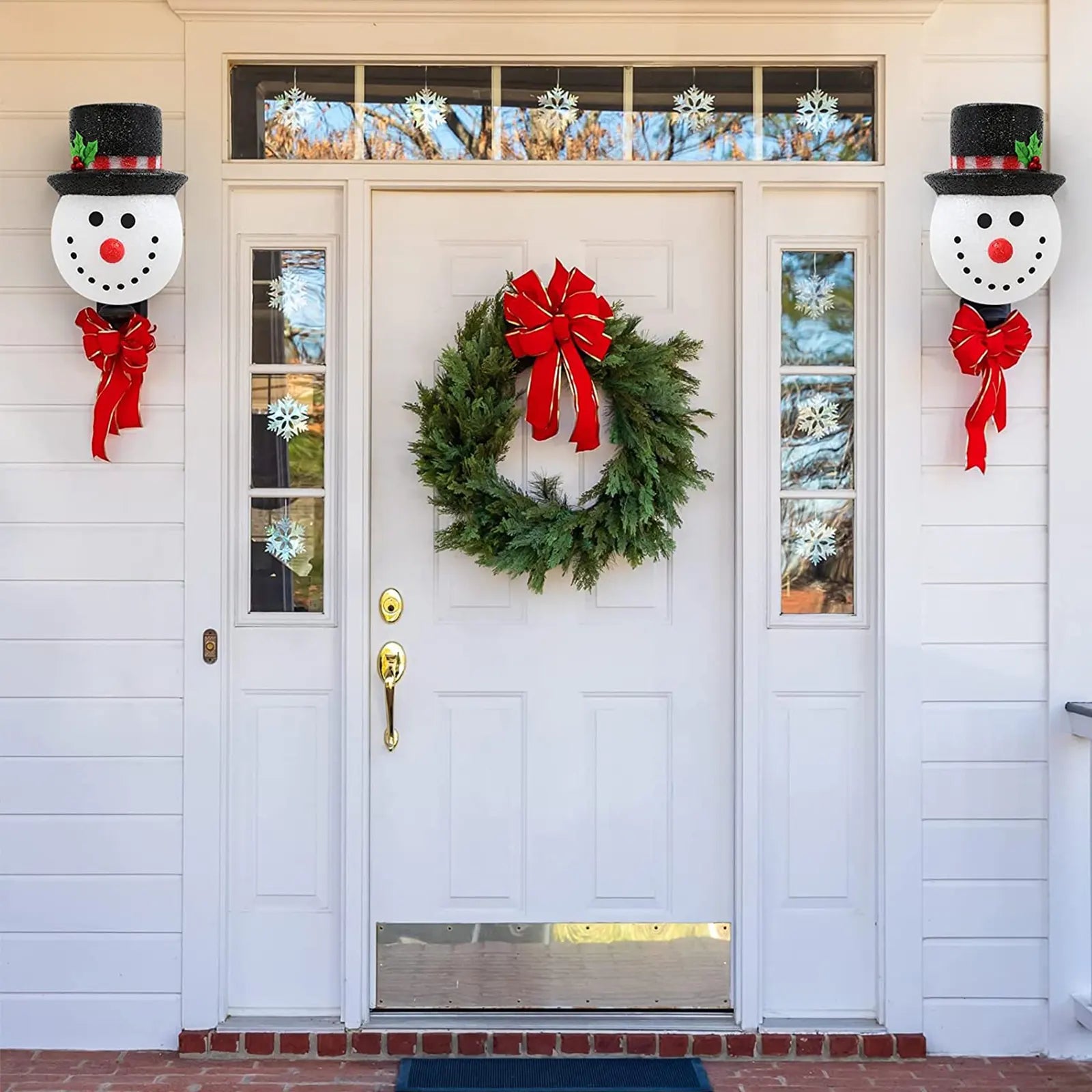2 cubiertas de luz de porche de muñeco de nieve de Navidad, decoraciones interiores al aire libre de vacaciones 