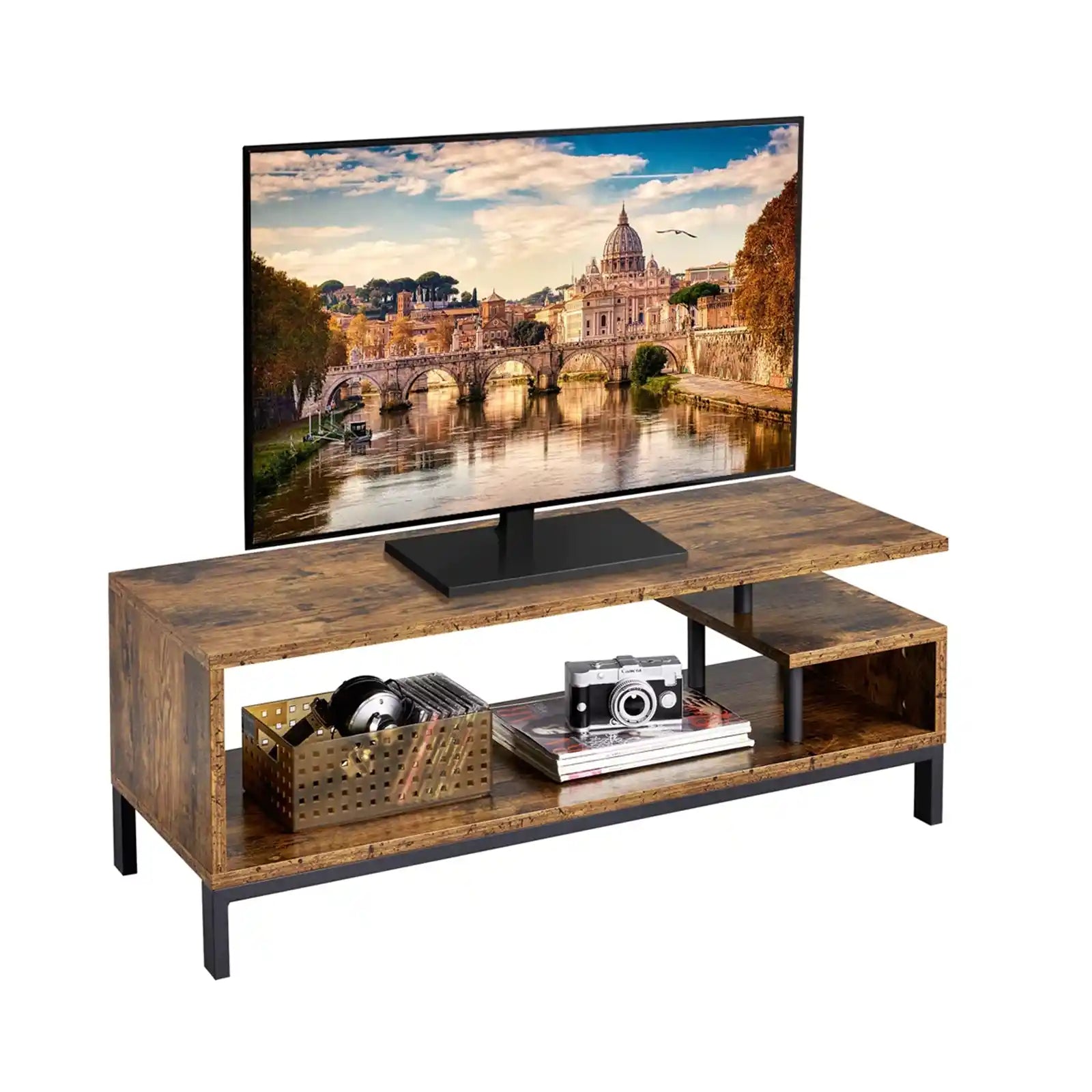 Industrial TV Stand for TVs Up to 55'' , Rustic Brown