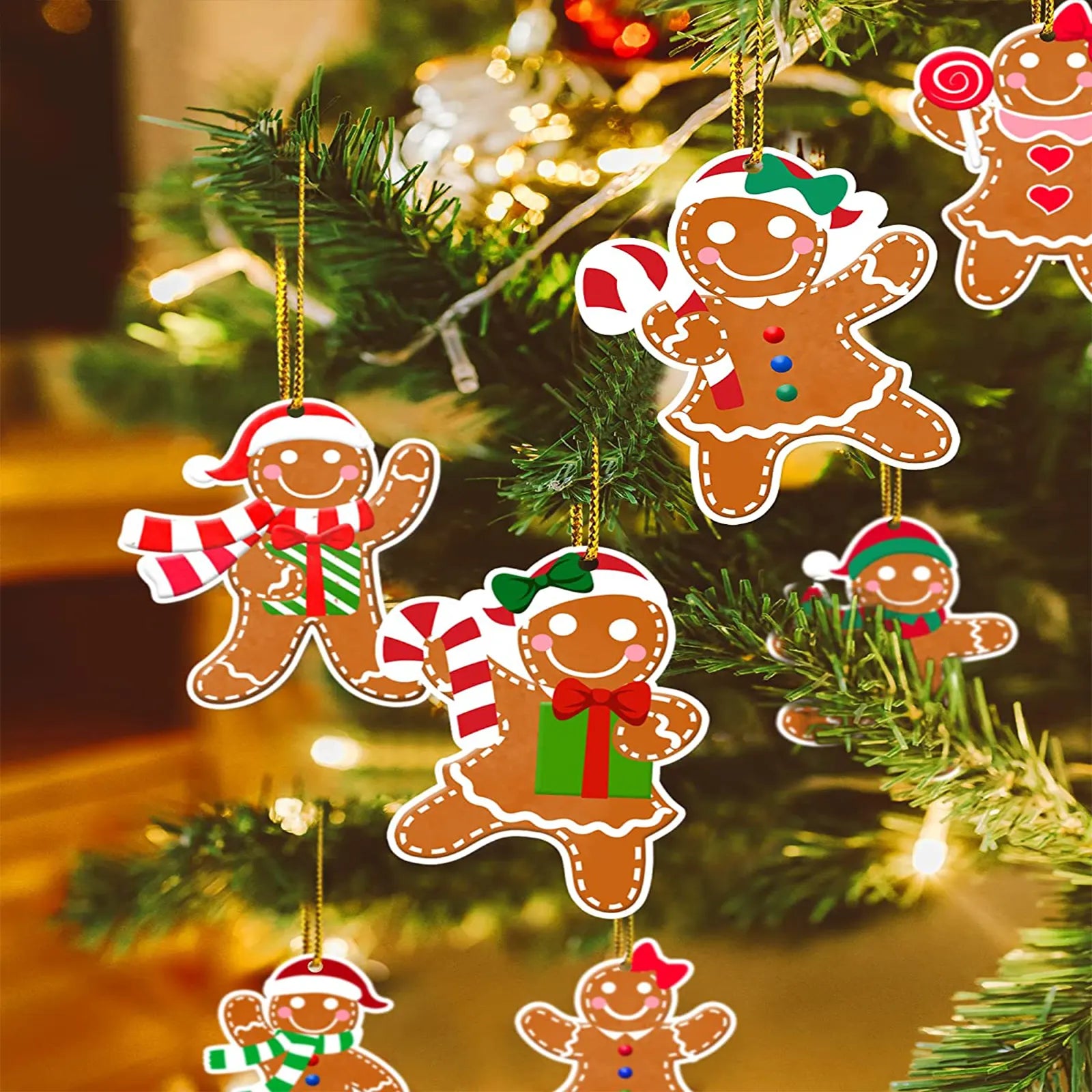 24 Pcs Gingerbread Christmas Ornaments Gingerbread Christmas Decor