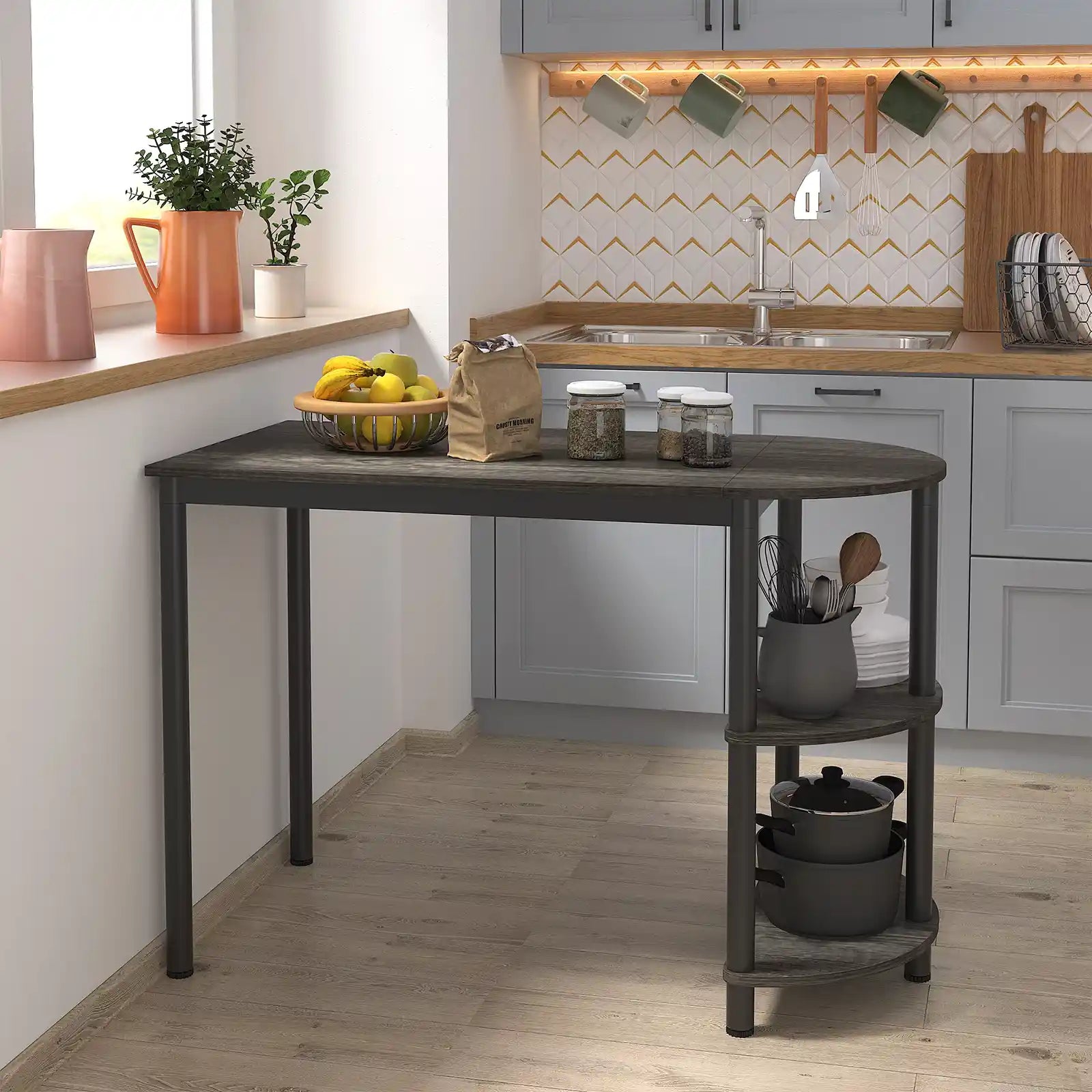 Mesa de comedor para espacios pequeños, mesa de comedor de cocina con almacenamiento