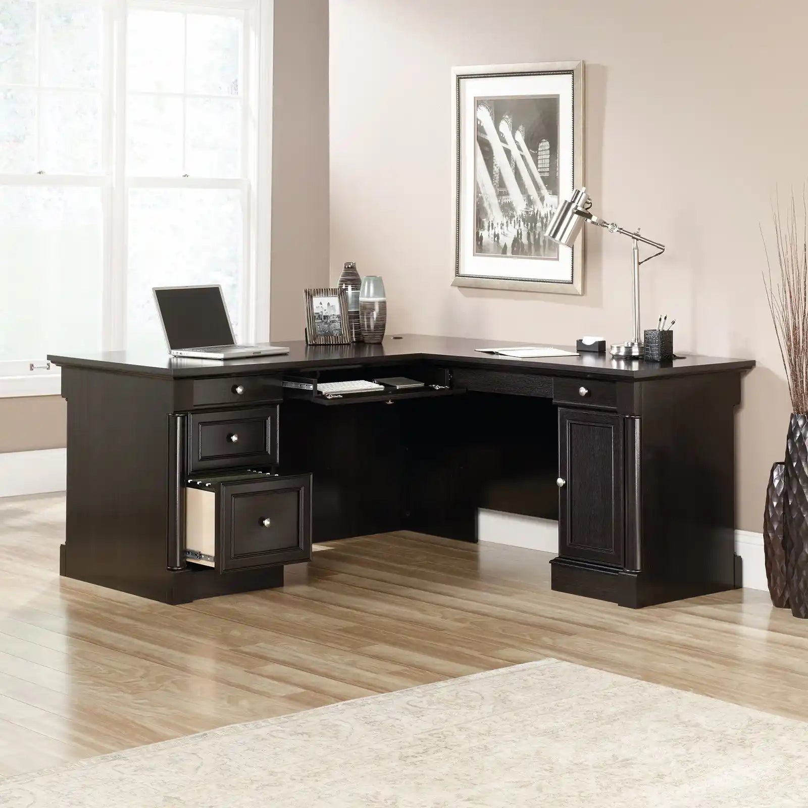 Modern L-Shaped Wood Desk