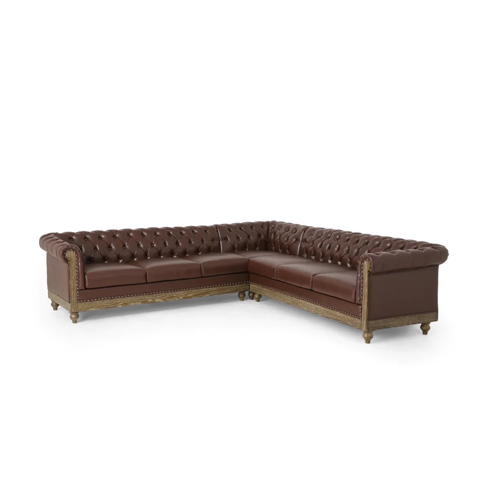 Tufted Sectional Sofa with Nail Head Trim