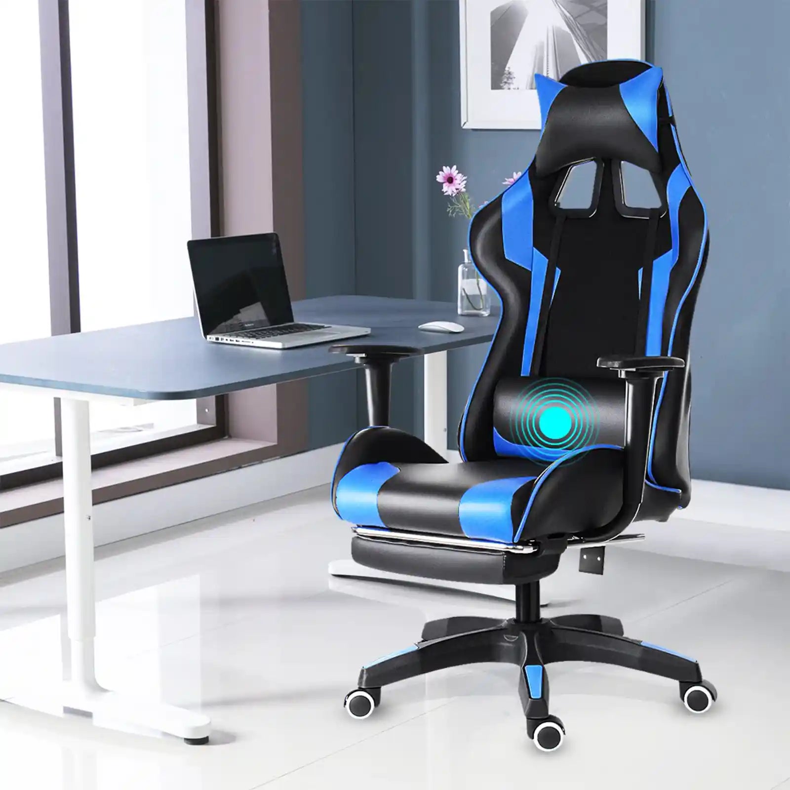 Ergonomic Chairs , Massage Office Chair with Footrest Adjustable Headrest and Lumbar Support