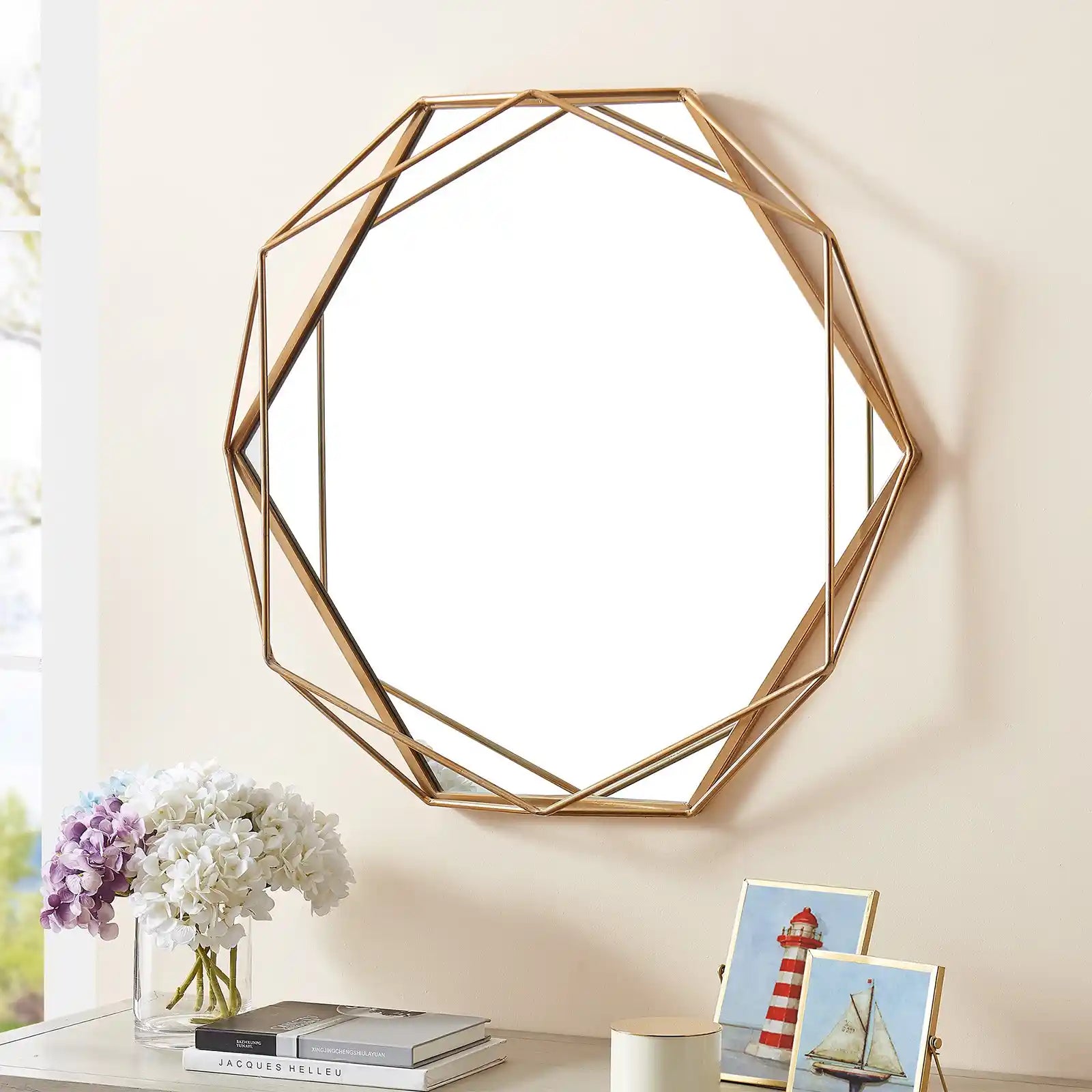 Gold Wall Mirror , Modern , Round Mirror