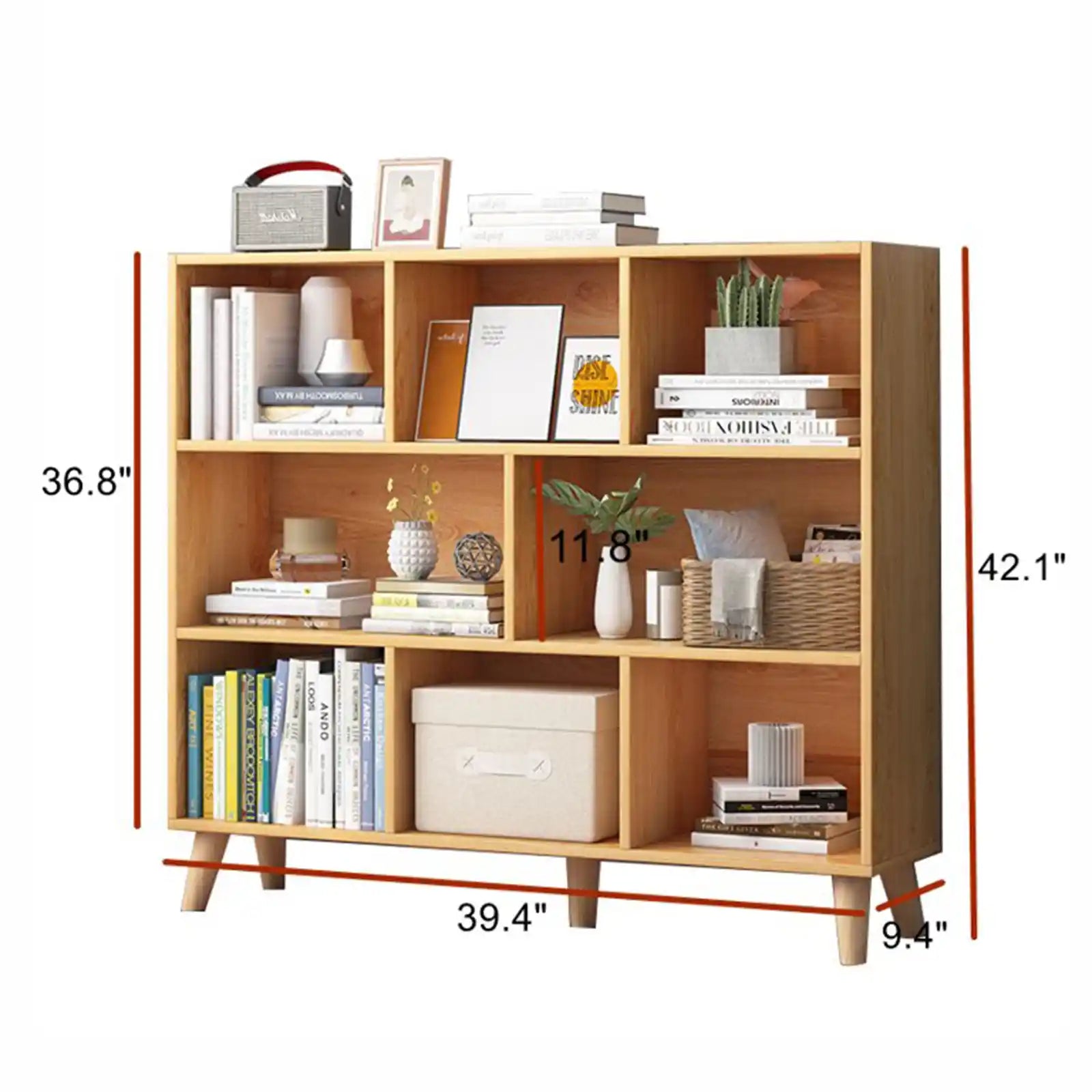 9 Cubes Open Shelf Short Bookshelf , Short Wide Bookshelf
