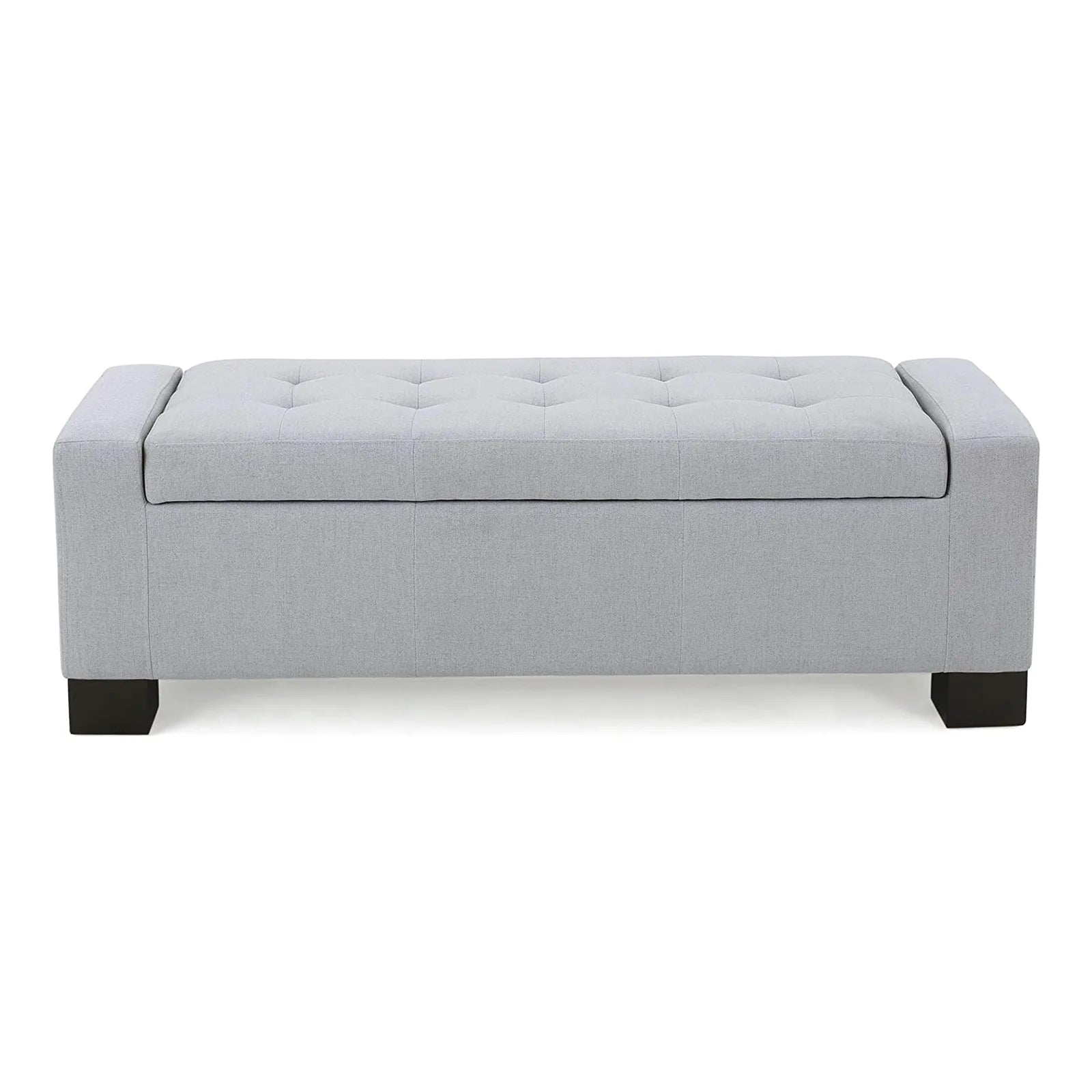 Button Tufted Upholstered Lift Up Storage Ottoman and Bench