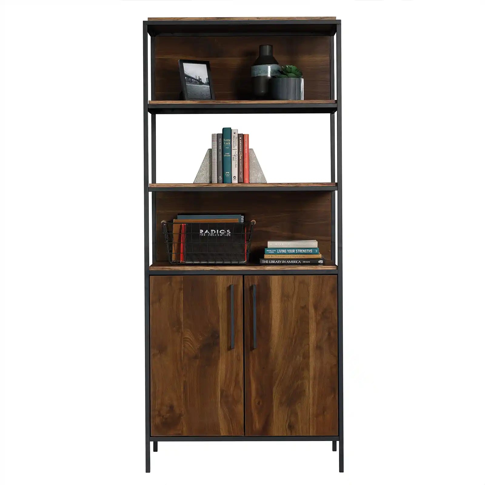 3-Shelf Bookcase with Storage Cabinet