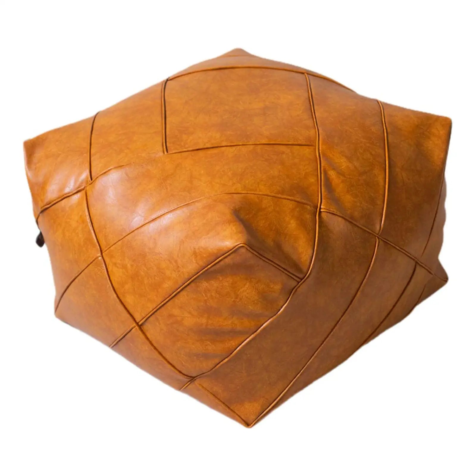 Handmade Faux PU Leather Moroccan Pouf