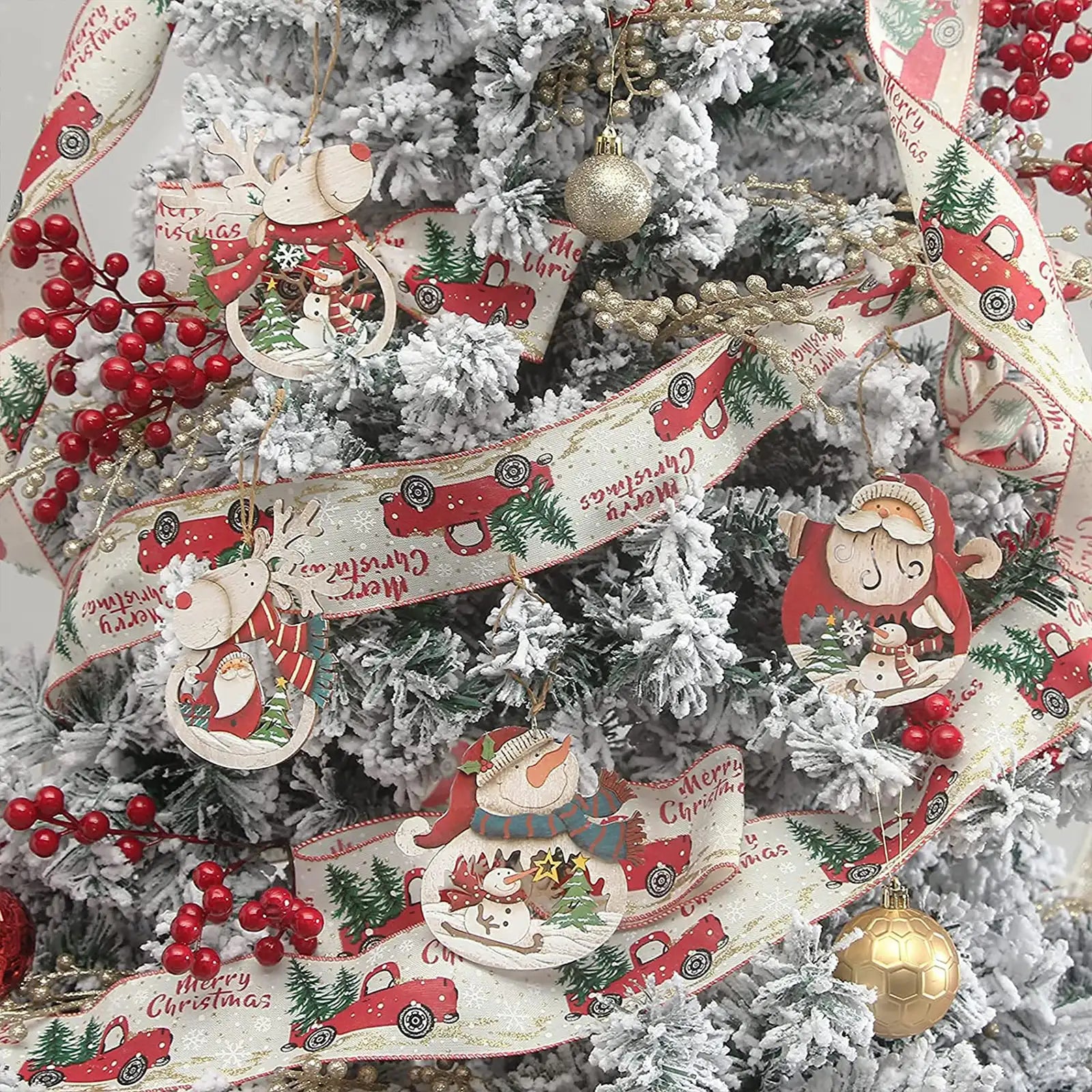 8 PCS Christmas Ornaments Set for Xmas Tree, Retro Hanging Decorations