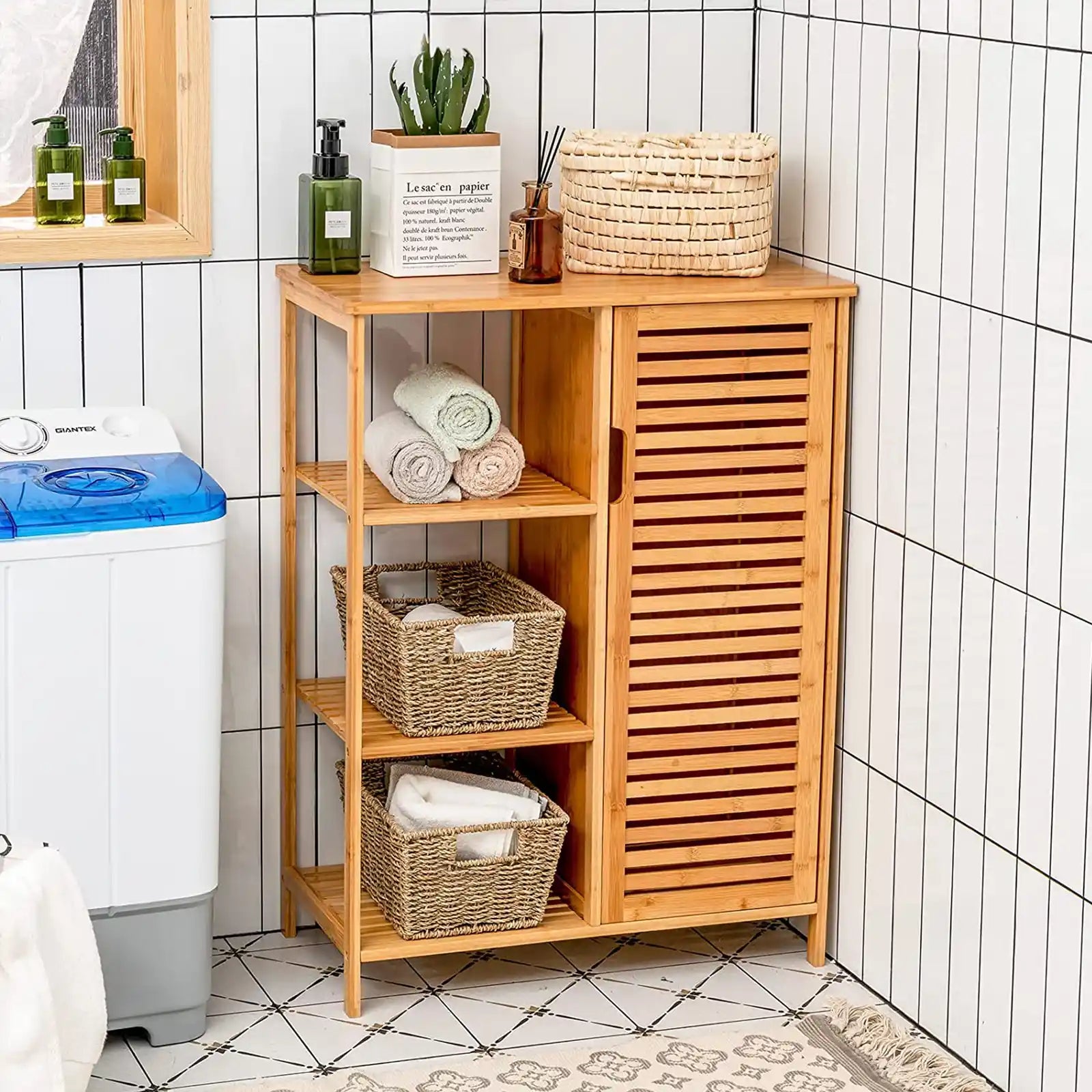 Gabinete de almacenamiento de bambú para baño 