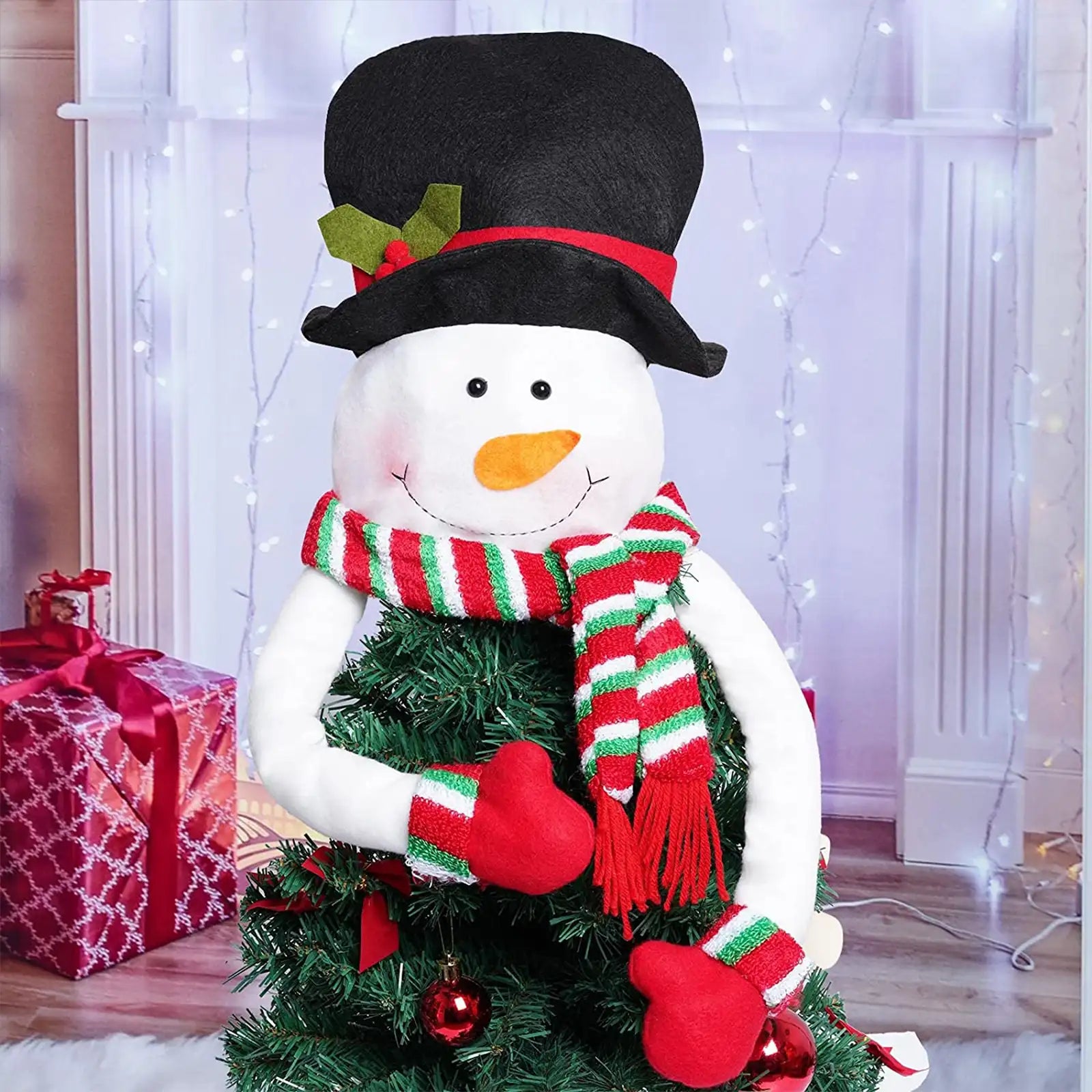 Adorno para árbol de Navidad Muñeco de nieve Hugger Adorno para árbol de Navidad de Papá Noel 