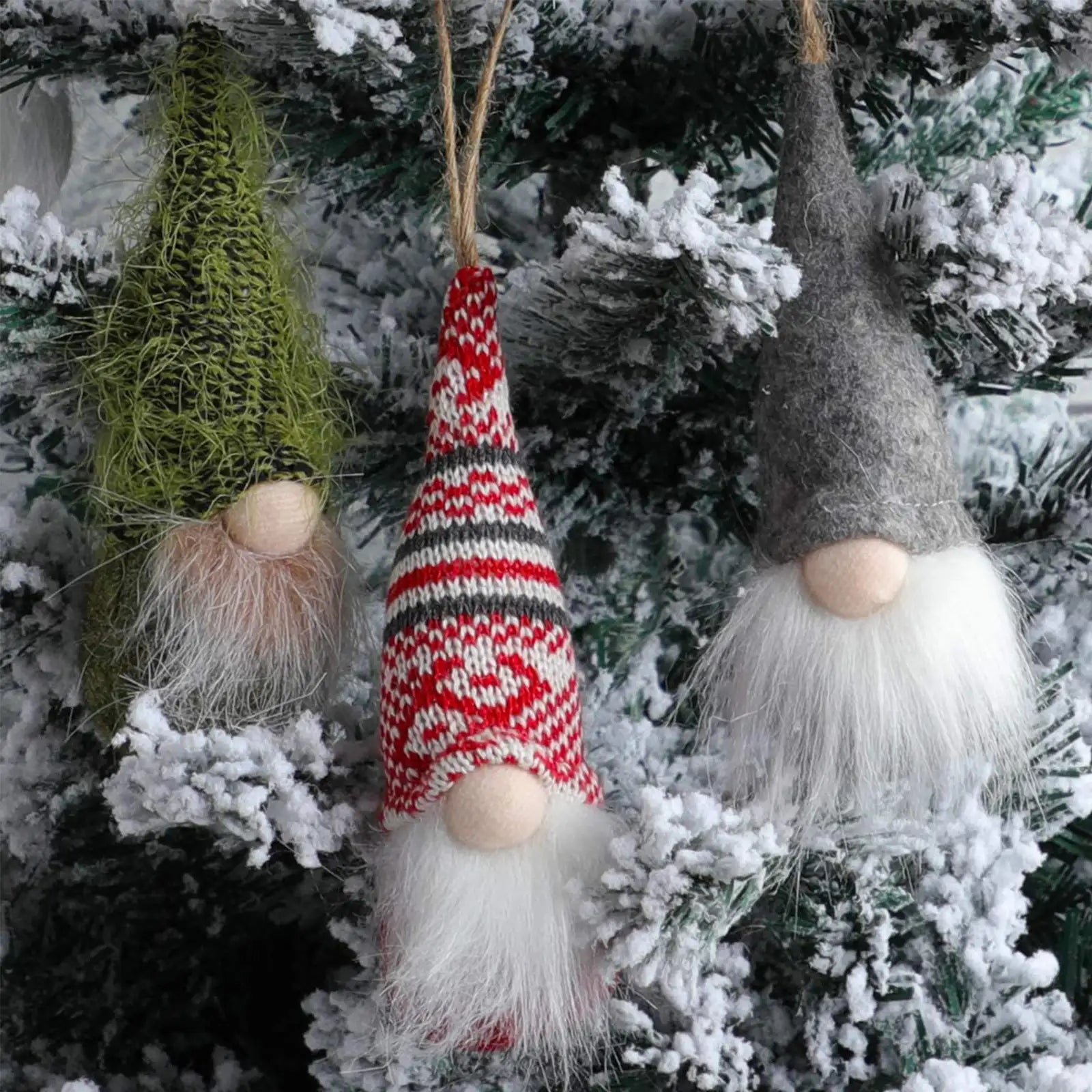 Handmade Christmas Tree Hanging Gnomes Ornaments Set of 10