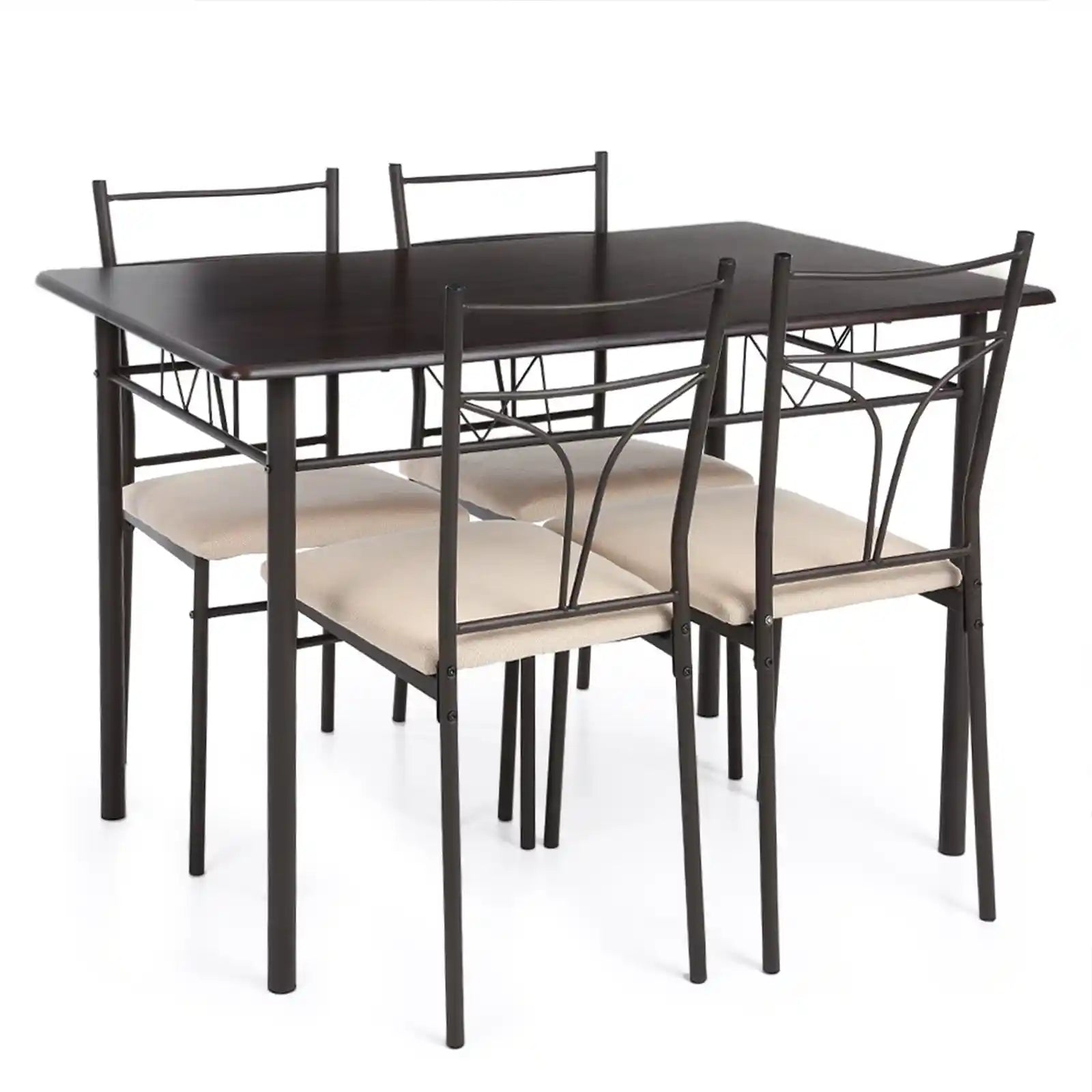 5 Pieces Dining Set Metal Frame Dining Kitchen Table with 4 Chairs