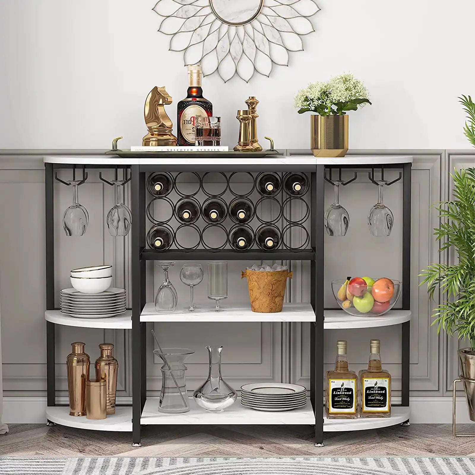 47 Inch Wine Rack Table and Bar Cabinet