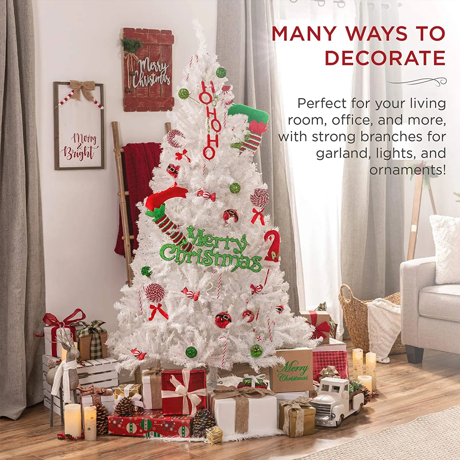 Products 6ft Premium Hinged Artificial Holiday Christmas Tree for Home, Office, Party Decoration