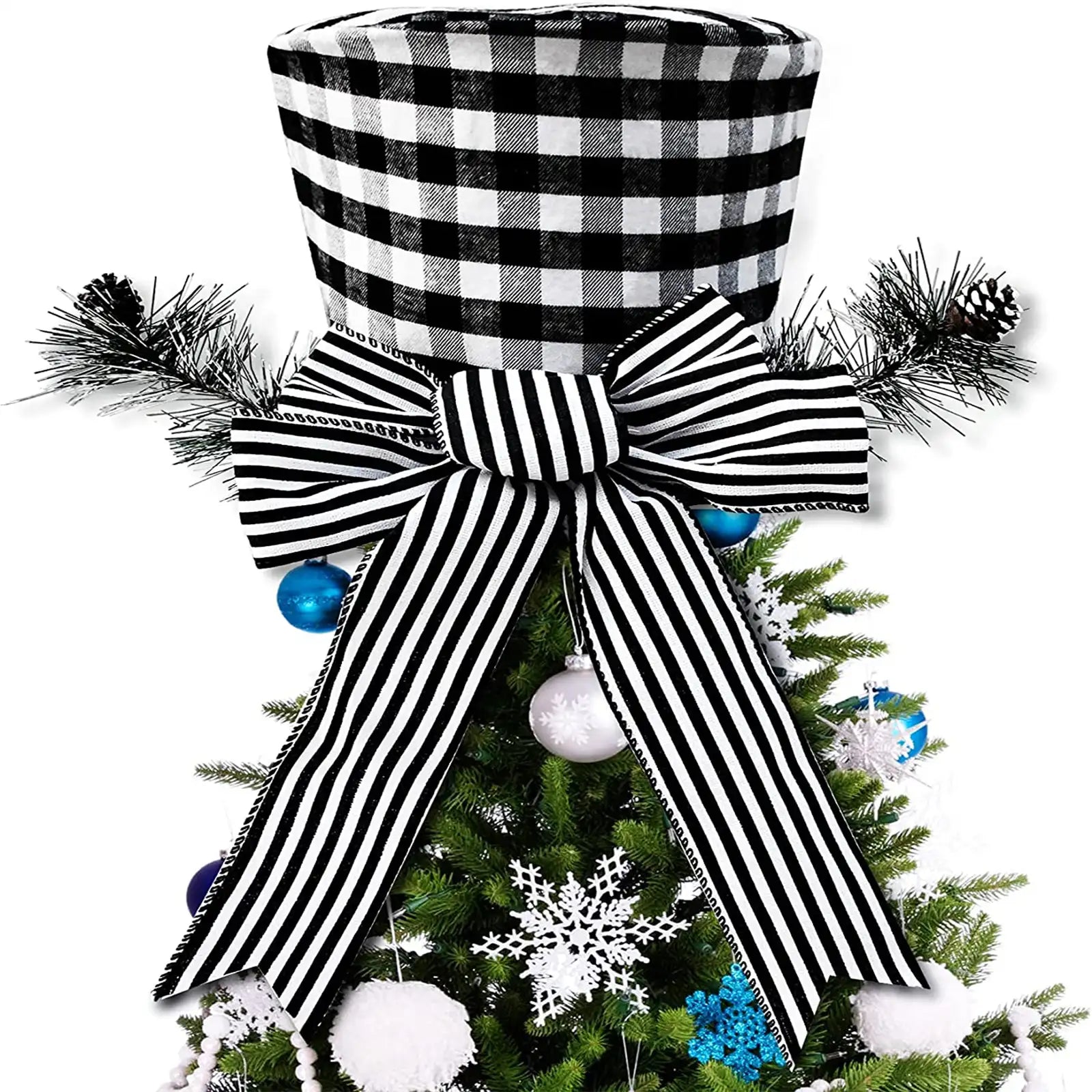 Christmas Tree Topper Hat with Bow,Christmas Tree Decoration