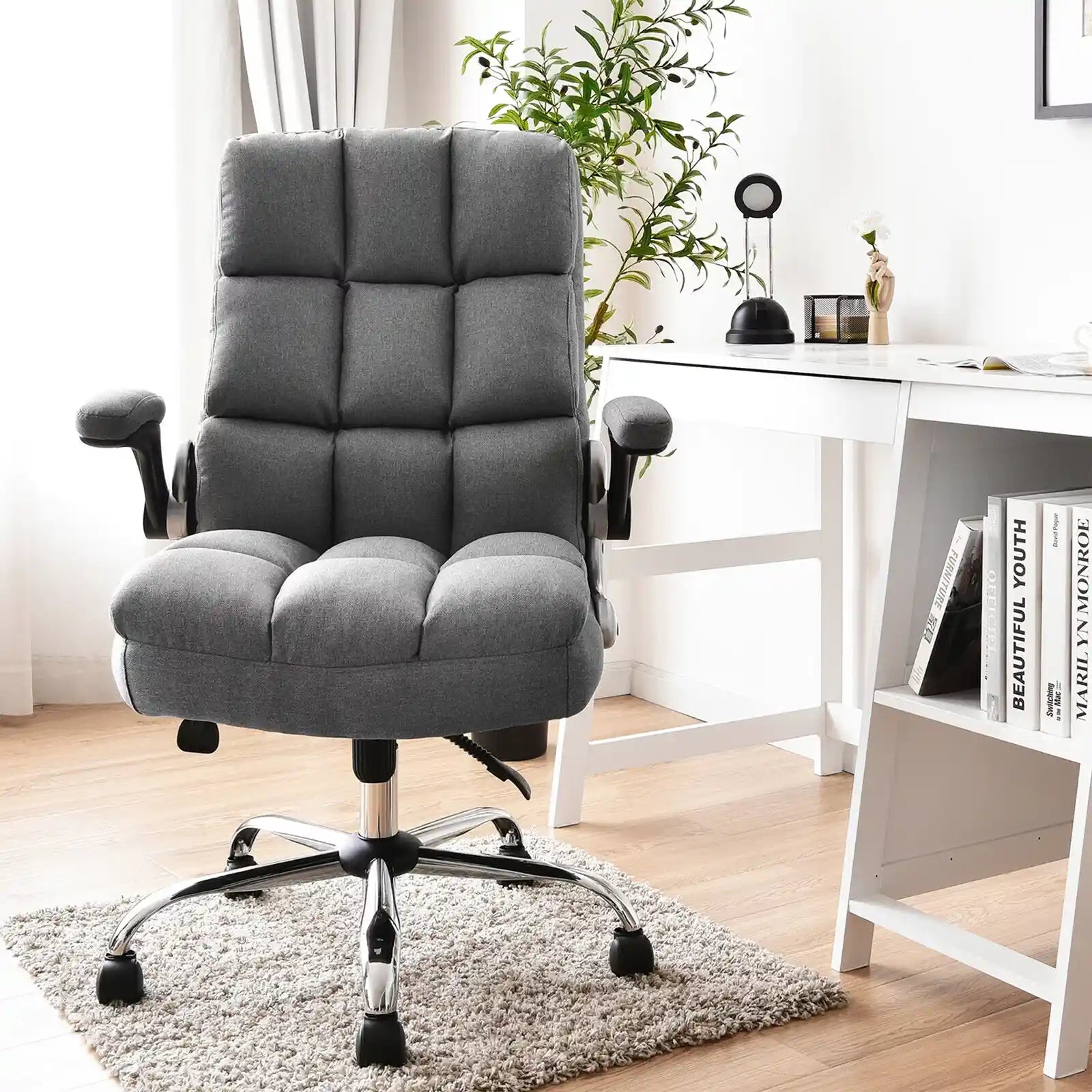 High Back Big & Tall Office Chair Adjustable Swivel with Flip-up Arm