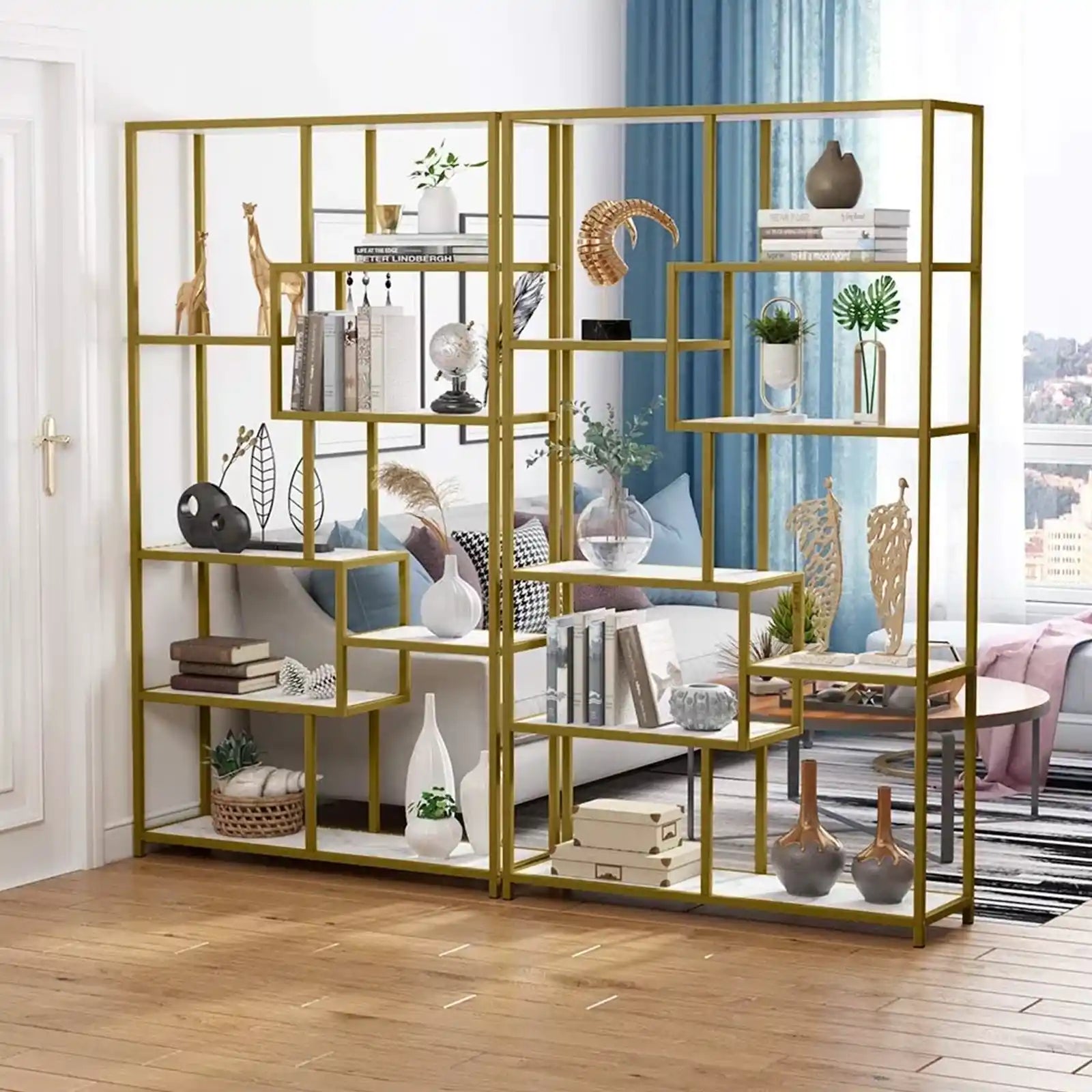 Modern Gold 8-Open Book Shelves