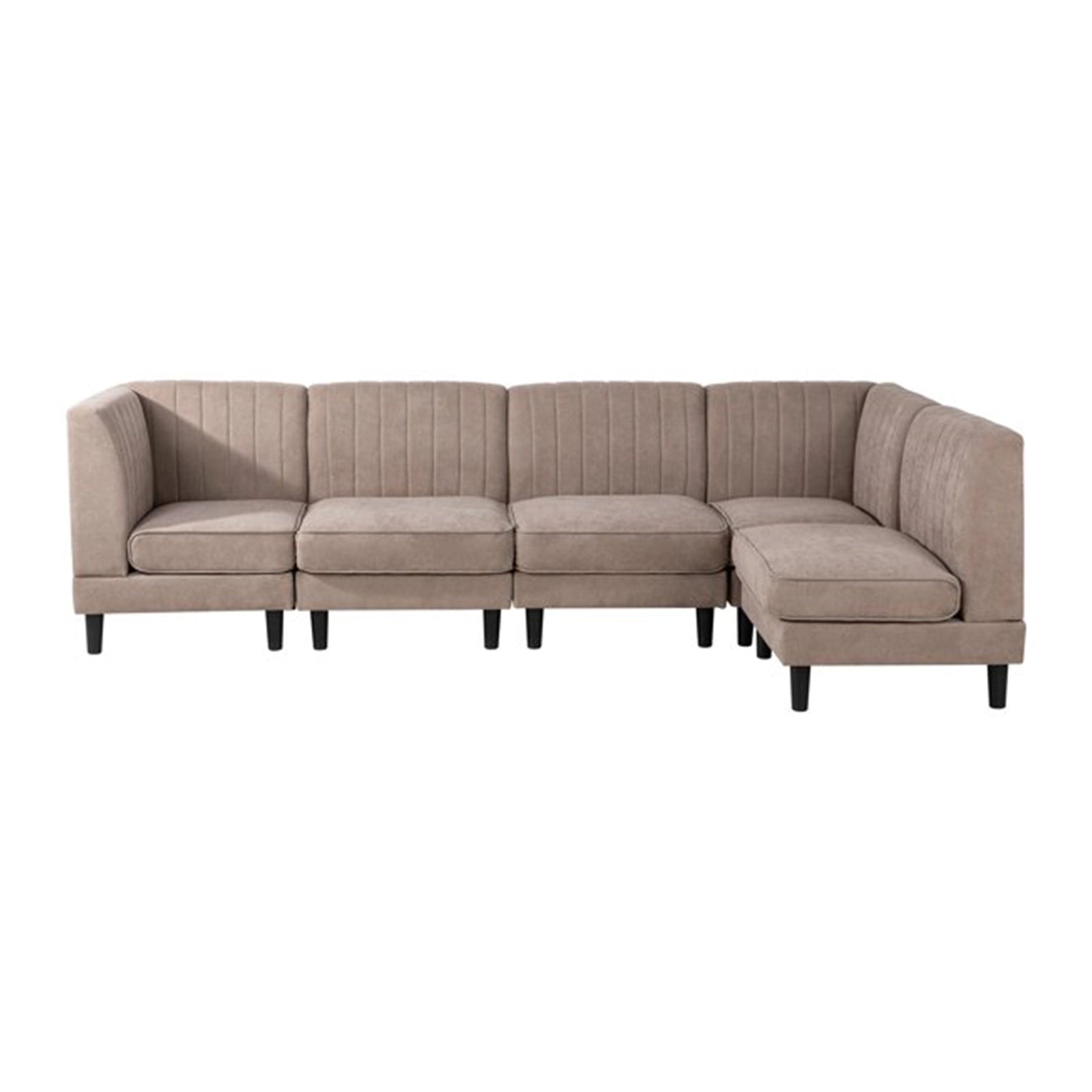 Modern Fabric Reversible Convertible 5- Seat Sectional Chaise Sofa