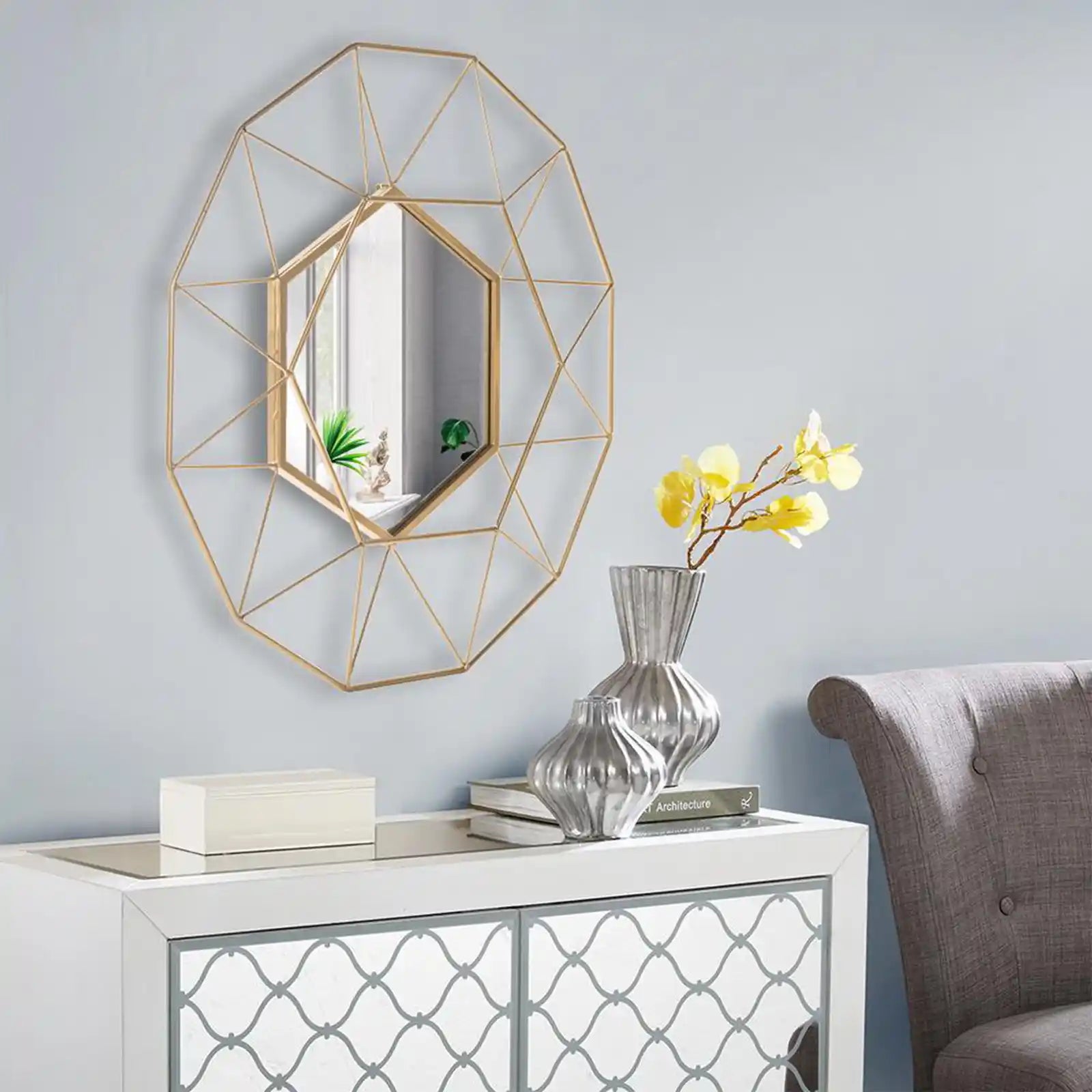 Radial Triangle Round Mirror Iron Wall Mirror Decorative Mirror