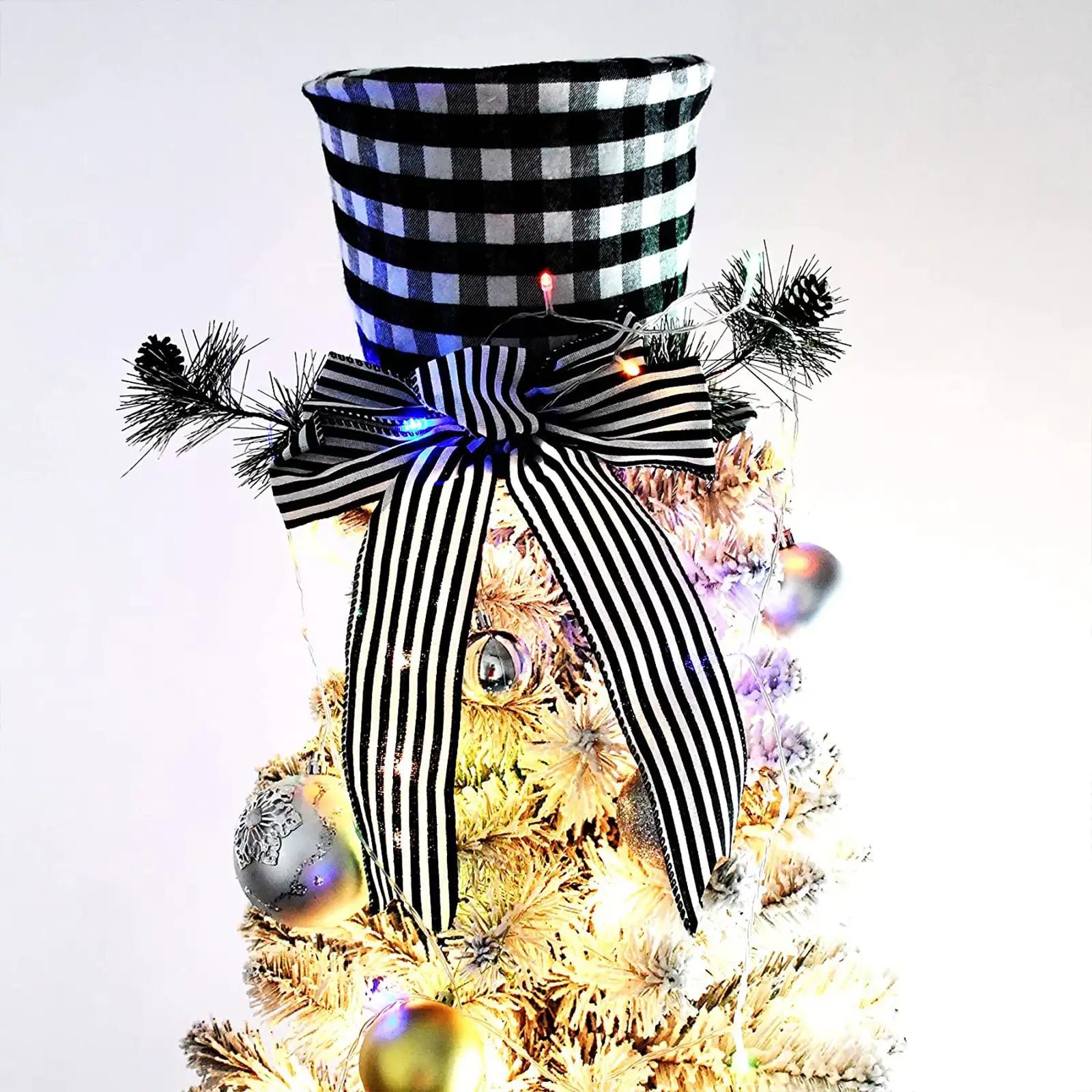 Christmas Tree Topper Hat with Bow,Christmas Tree Decoration