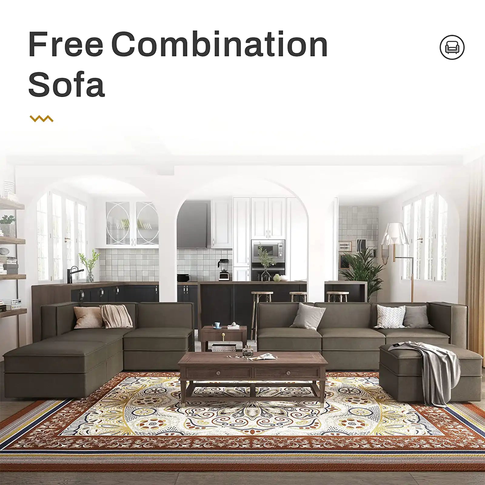 Modular and Convertible Sectional Sofa with Storage Seats