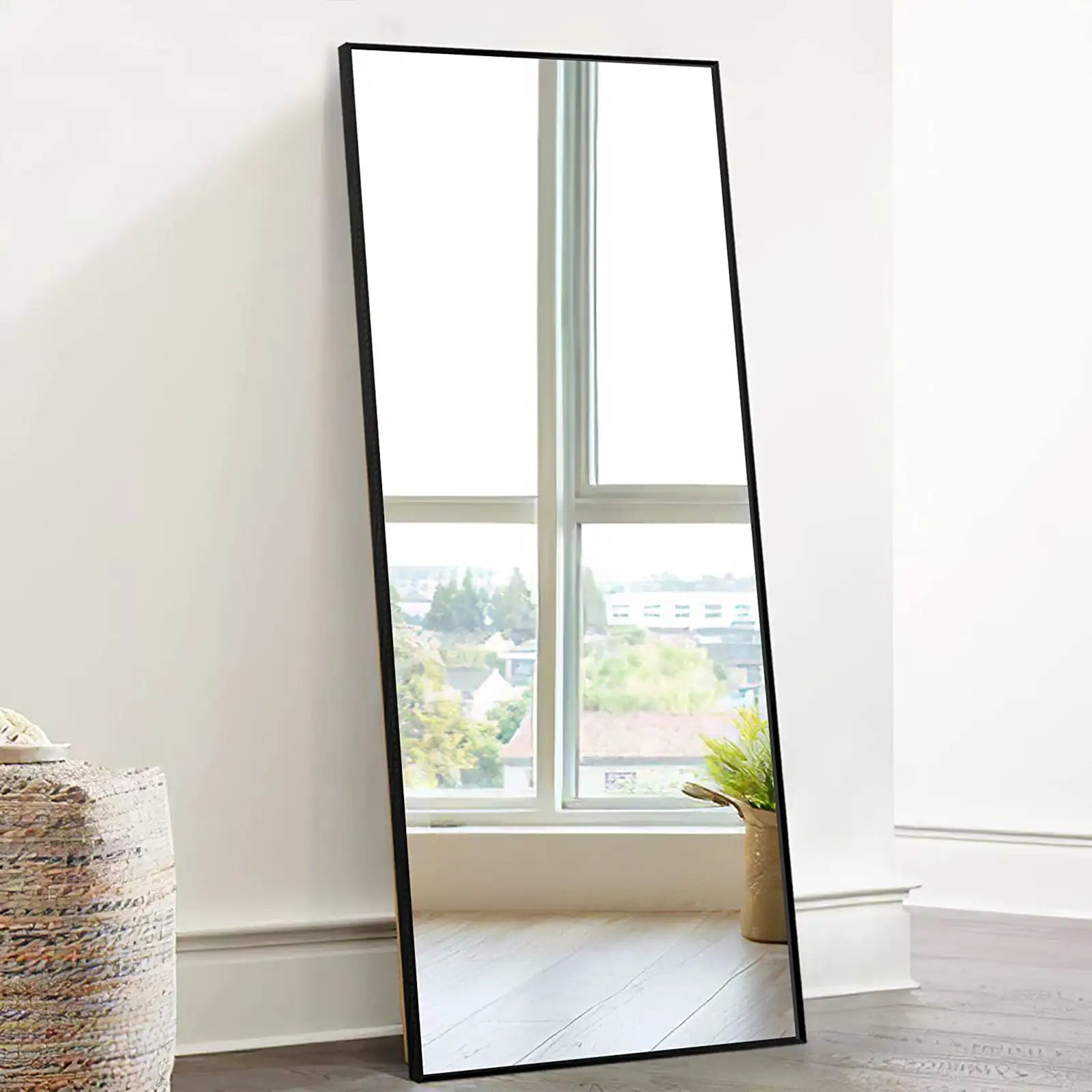 Full Length Mirror Dressing Mirror with Standing Holder 59"x20" or 55"x16" Large Rectangle Bedroom Floor Mirror Wall-Mounted Mirror Hanging Leaning