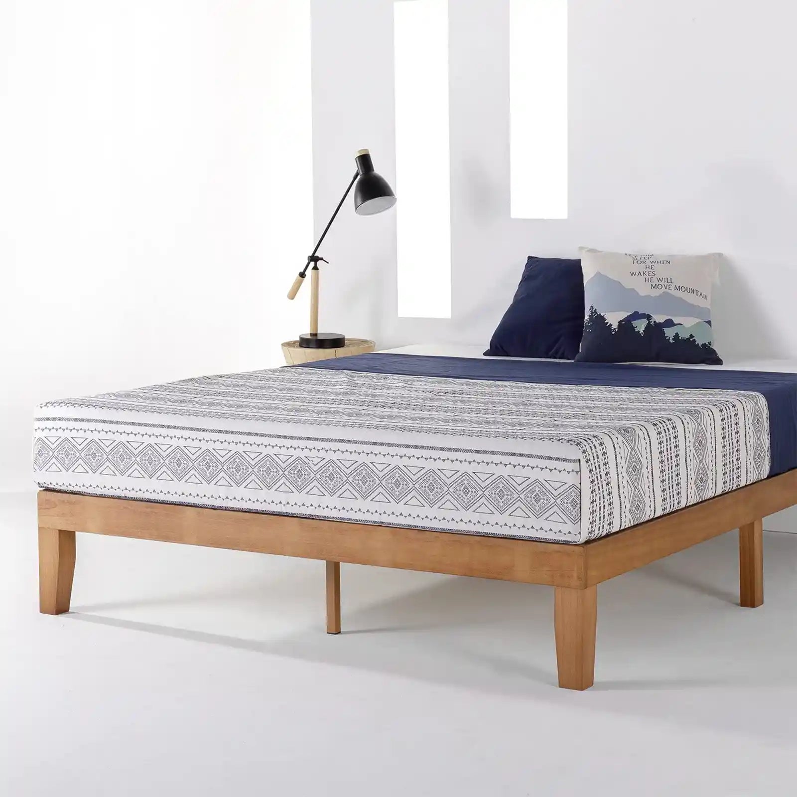Solid Wood Platform Bed Frame with Headboard