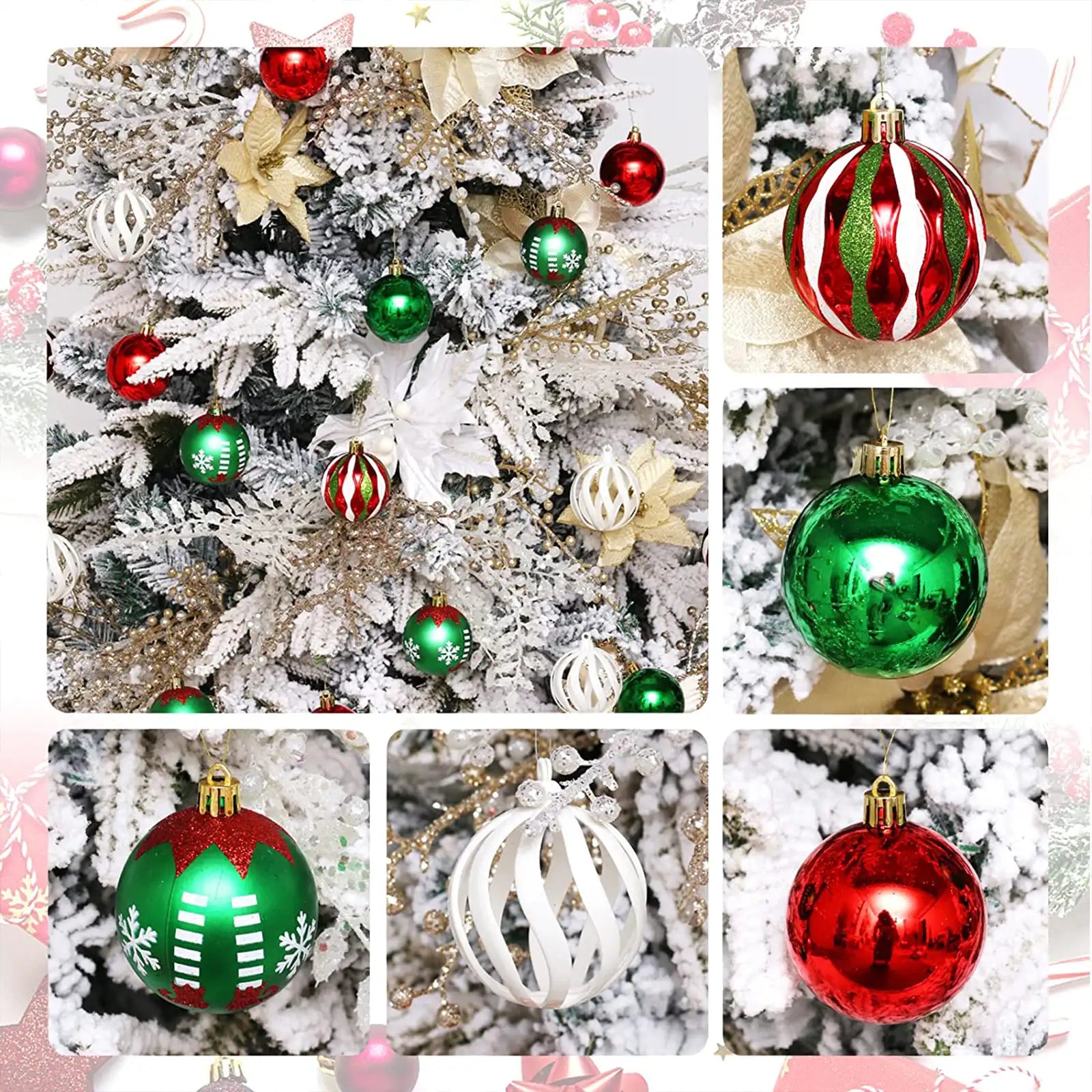 Christmas Tree Ornaments , 30ct Christmas Ball Decoration Set 2.36"