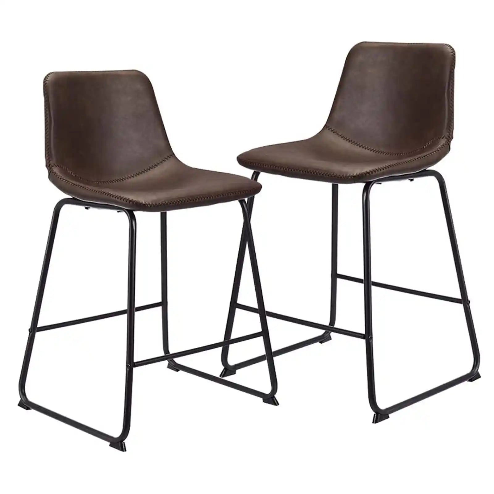 Set of 2 Faux Leather Bar Stools, Dining Chair