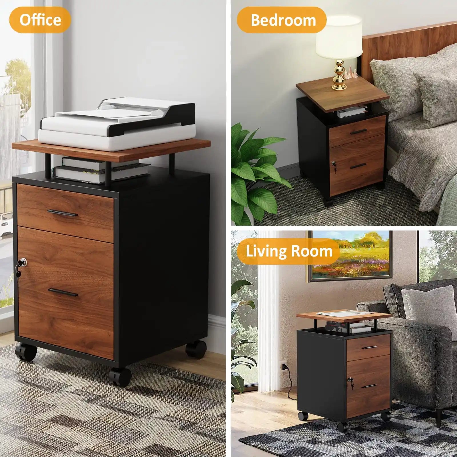 2-Tier File Cabinet with 1 Locked or 2 Locked