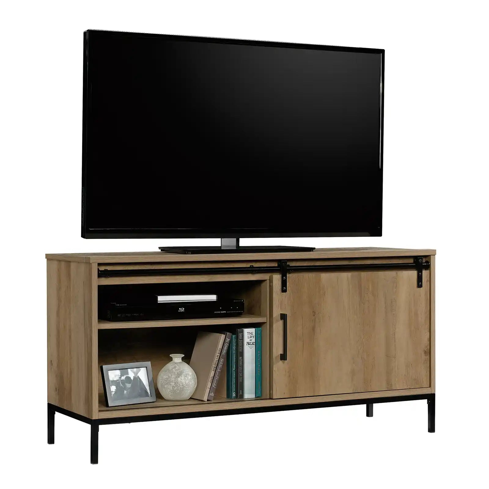 TV Stand, for TVs up to 54", Rustic Weathered Oak Finish