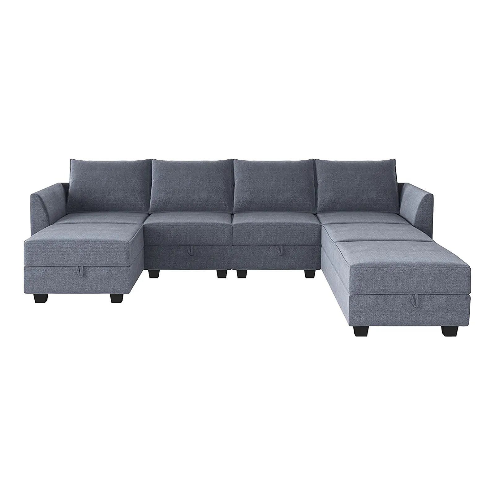 Convertible and Modular Sectional Sofa Reversible Chaise with Ottomans