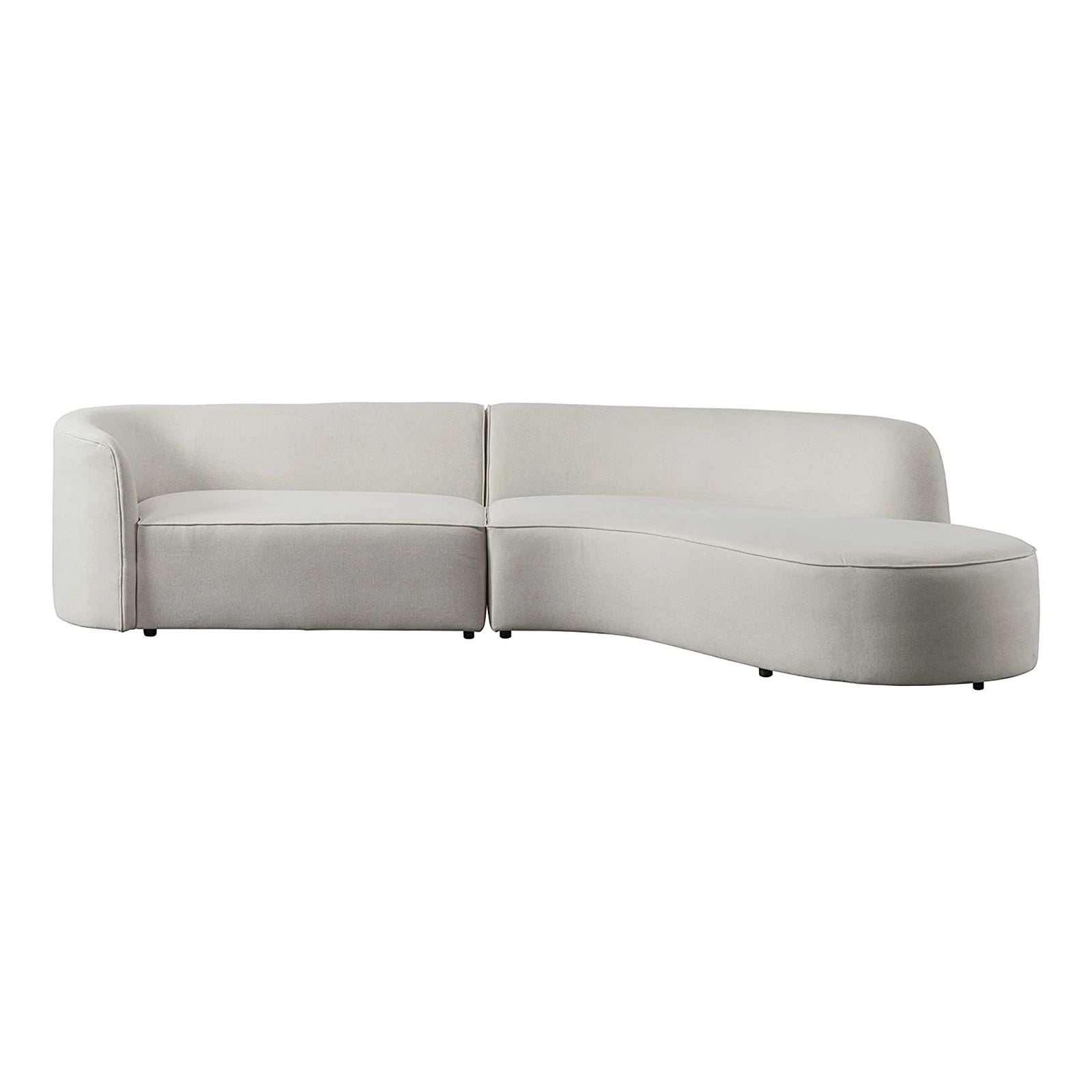Sofá seccional de cuero con chaise, curvado, orientado hacia la derecha, con tapicería moderna de lujo