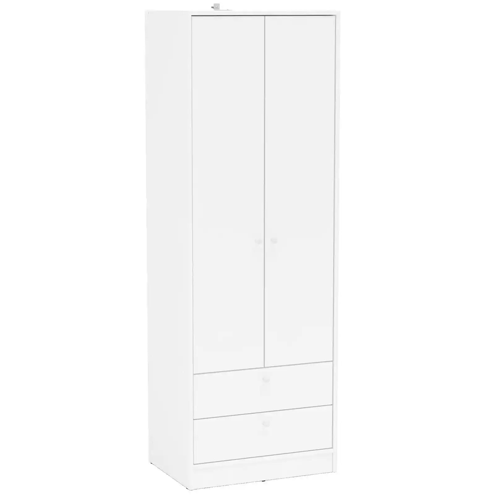 Organize Your Bedroom with a 2-Door/2-Drawer Armoire | Stylish White Finish | Durable Construction