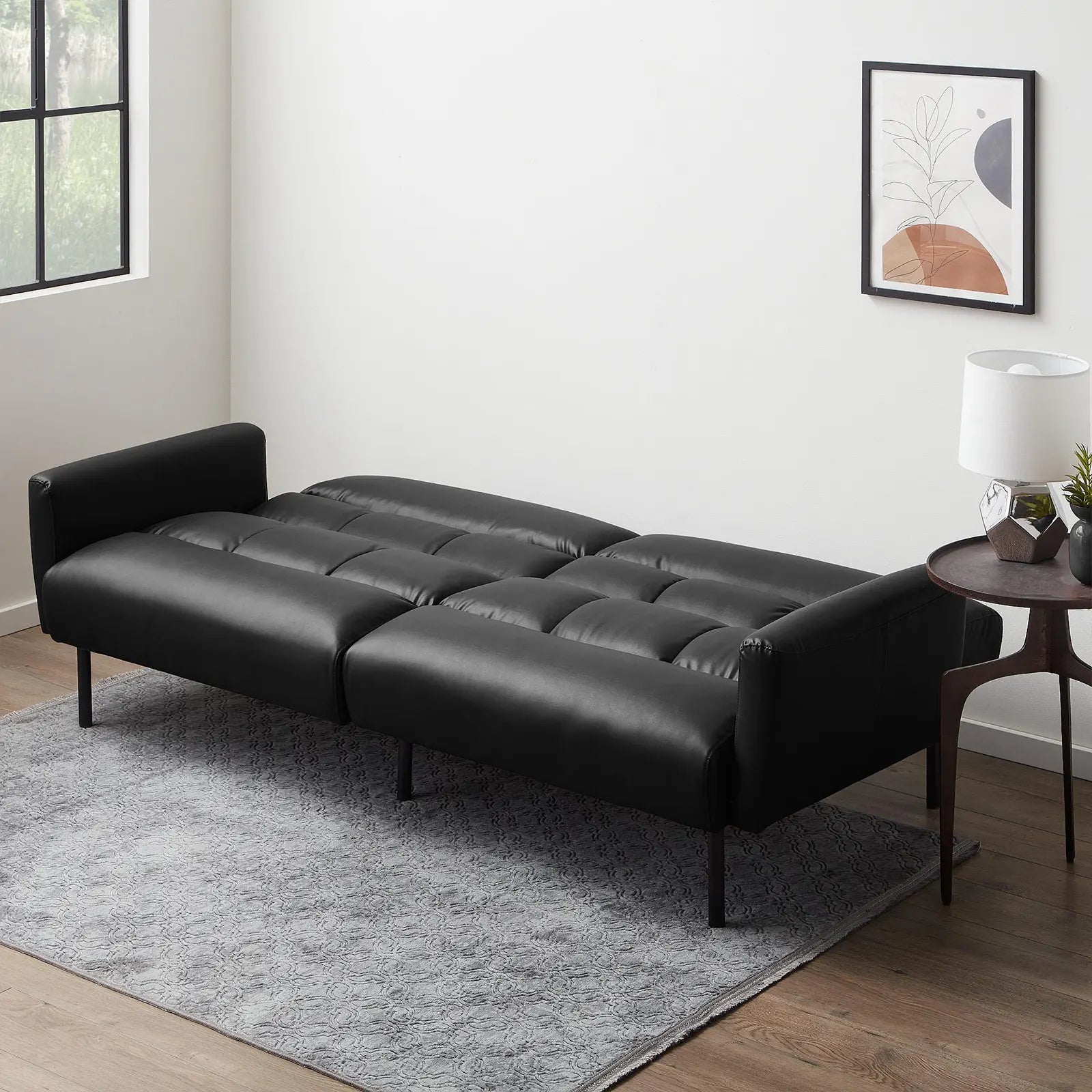 Sofa Bed with Box Tufting and Removable Arms