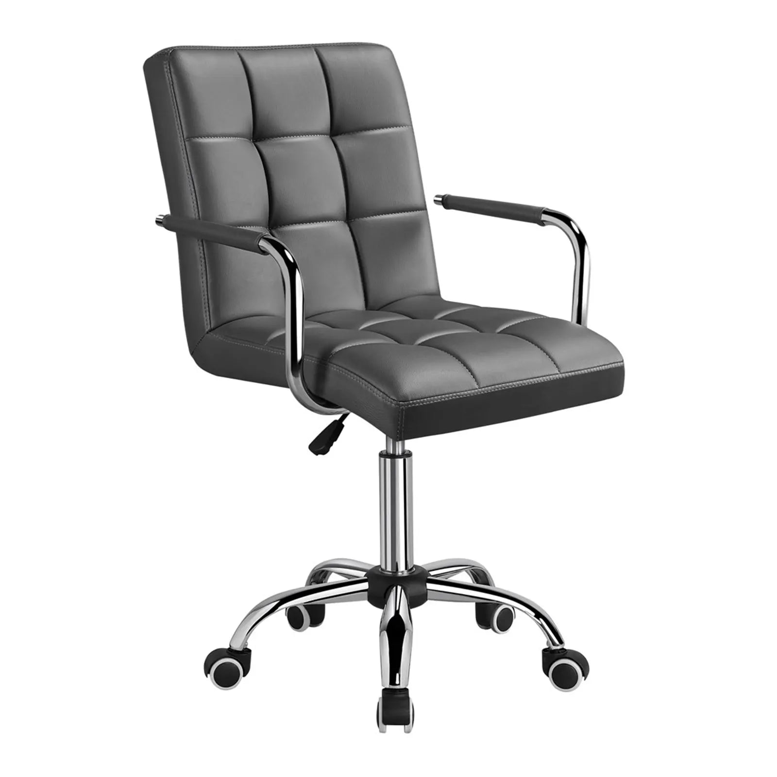 Height Adjustable PU Leather Office Chair with 360° Swivel on Wheels