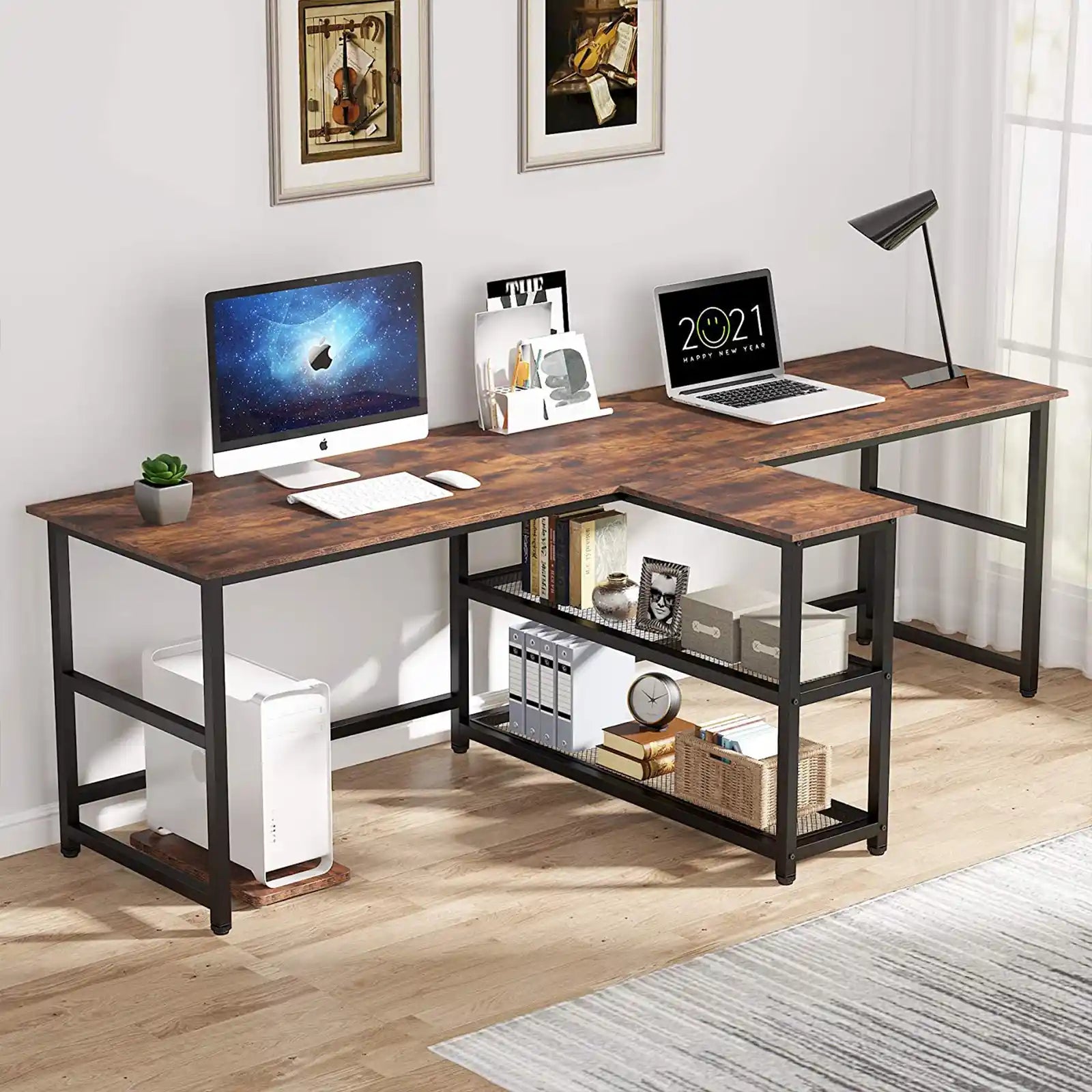 Extra Long 90.5 Inch Computer Desk for Two Person Desk